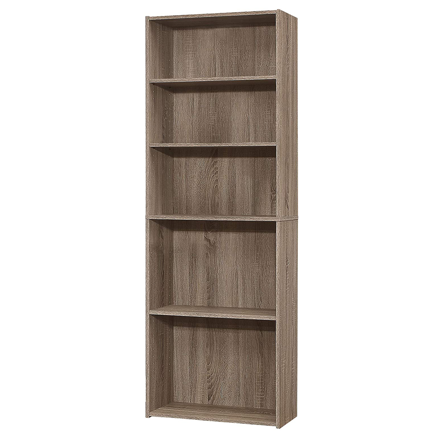 11.75" x 24.75" x 71.25" Dark Taupe 5 Shelves Bookcase