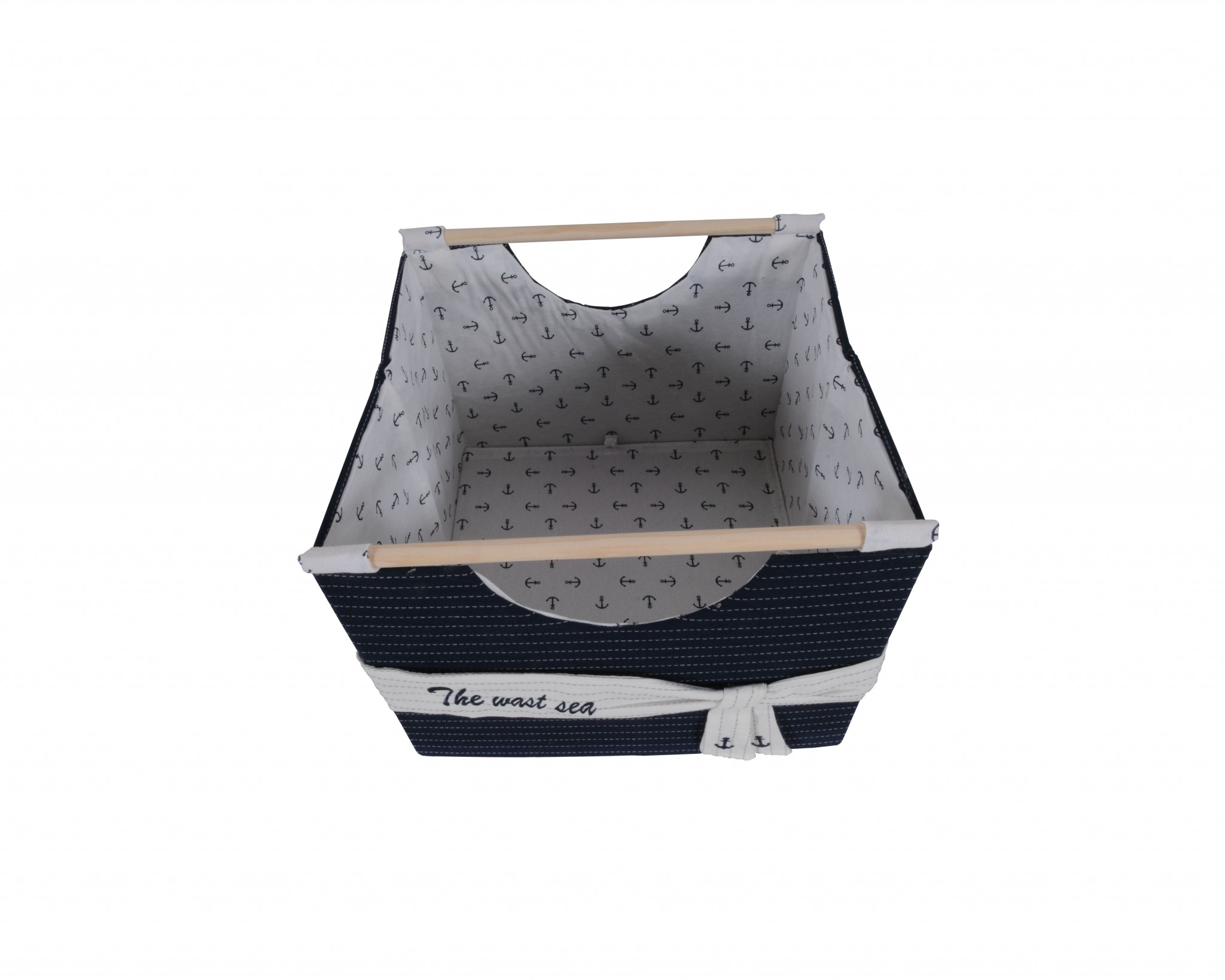 12" x 12.5" x 9.5" White, Blue, Foldable, Fabric - Basket Set of 3