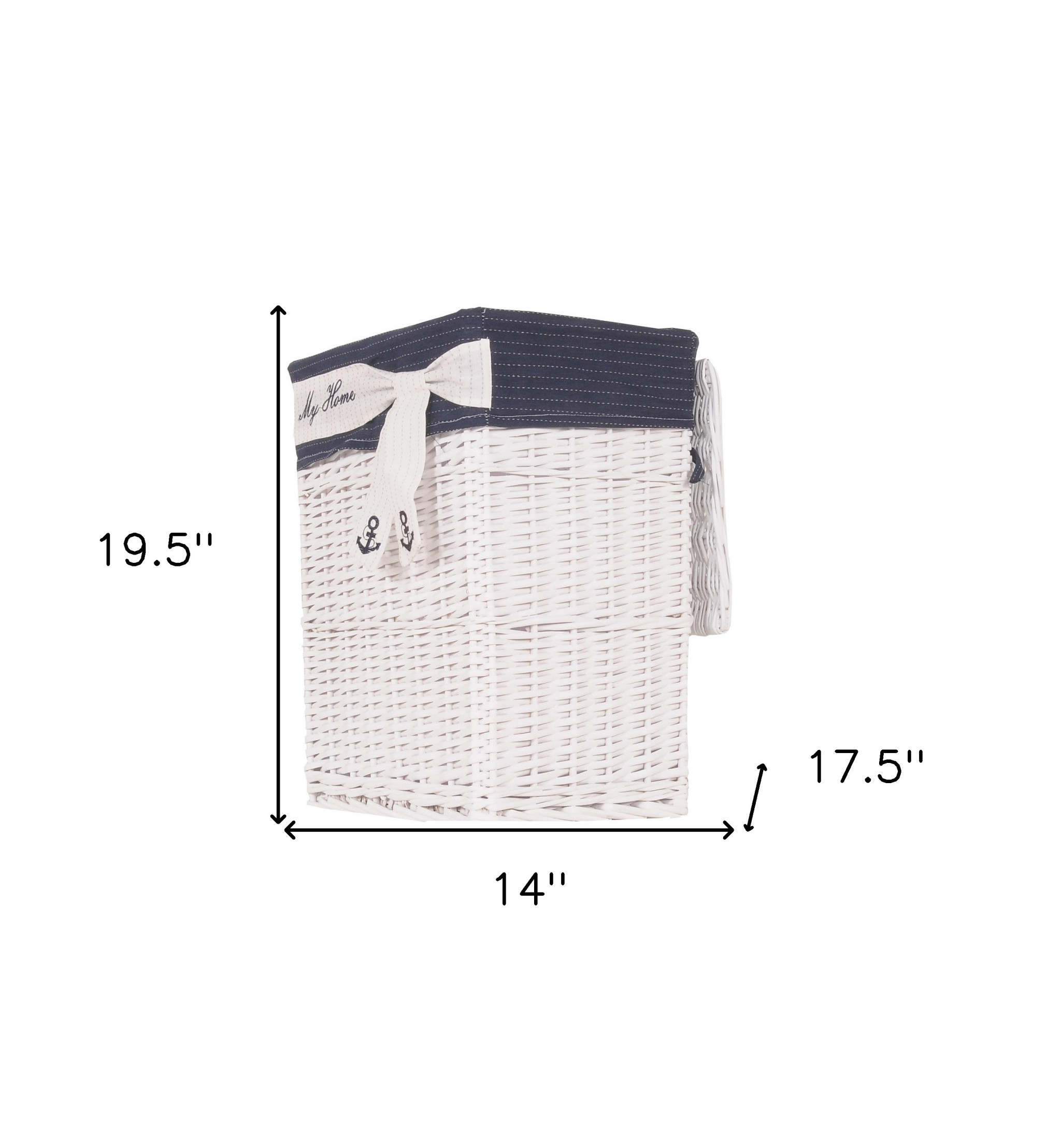 14" x 17.5" x 19.5" WhiteBlueRectangularWillow Basket Set of 5