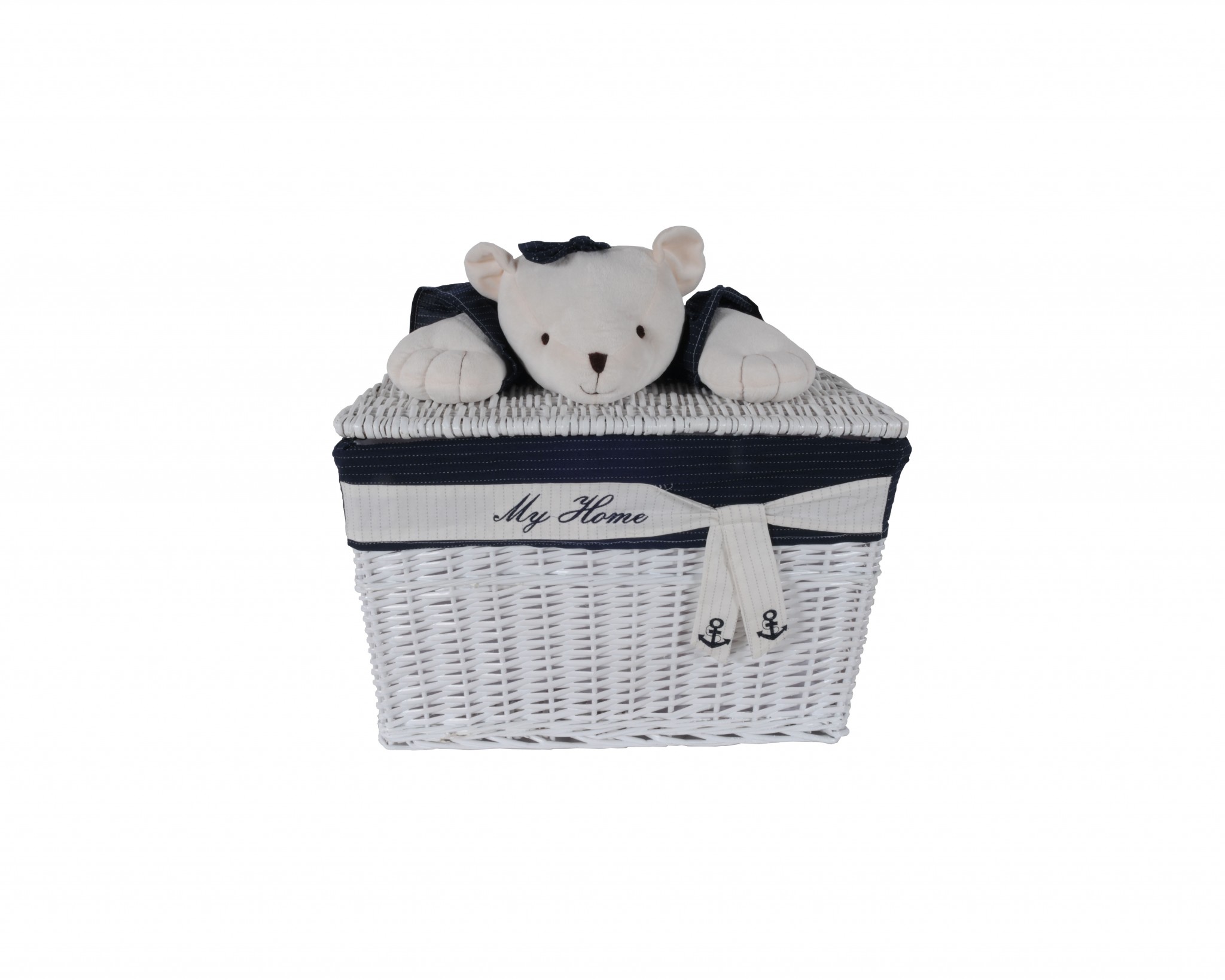 15.5" x 23.5" x 22" WhiteBlueRectangularBear Design Basket Set of 5