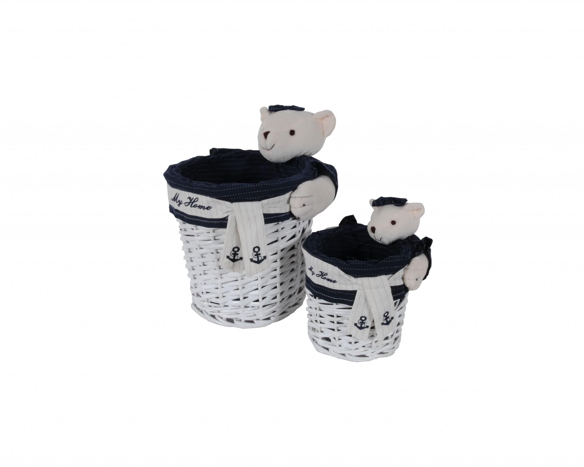 15.5" x 23.5" x 22" WhiteBlueRectangularBear Design Basket Set of 5