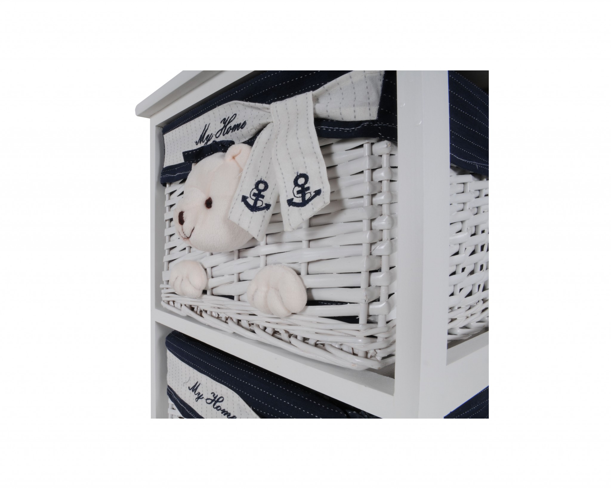 12.5" x 16" x 25" White, Blue - Portable 2 Drawers