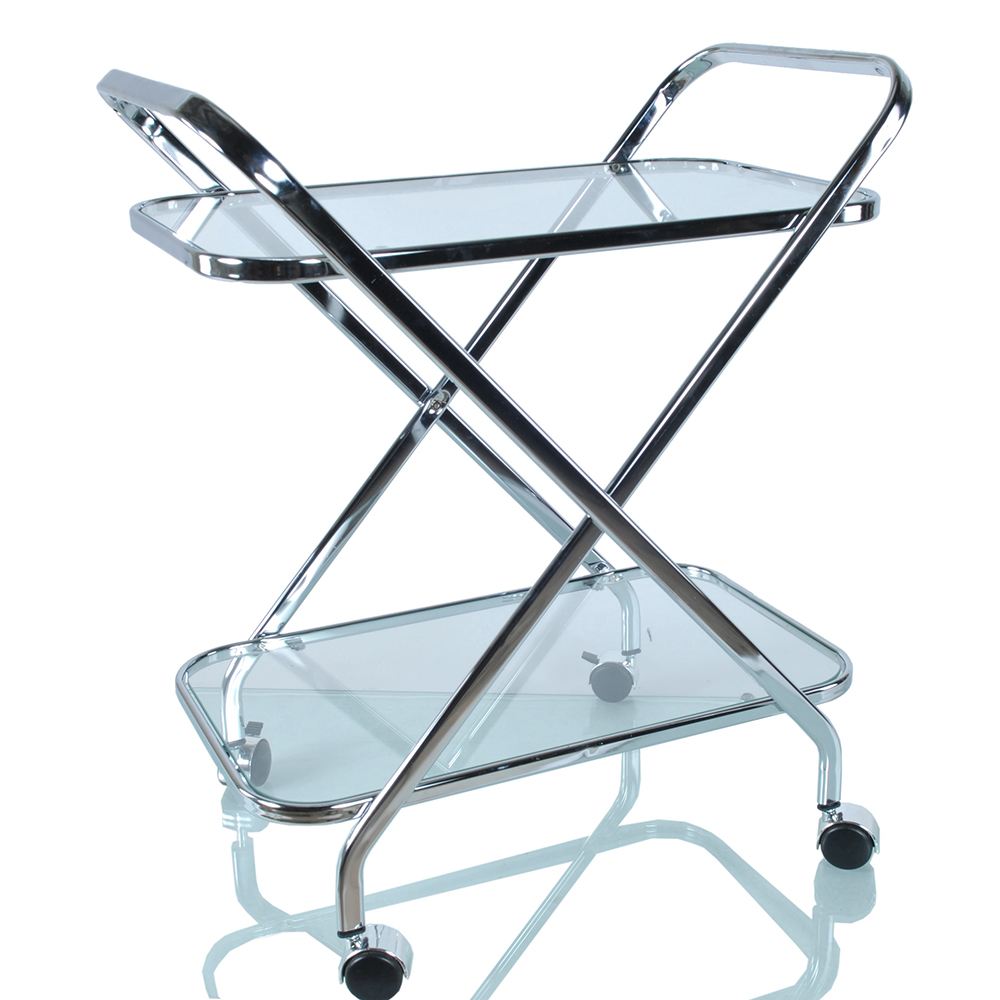 16.5" x 26.25" x 30.5" Chrome, X-Shape - Bar Cart