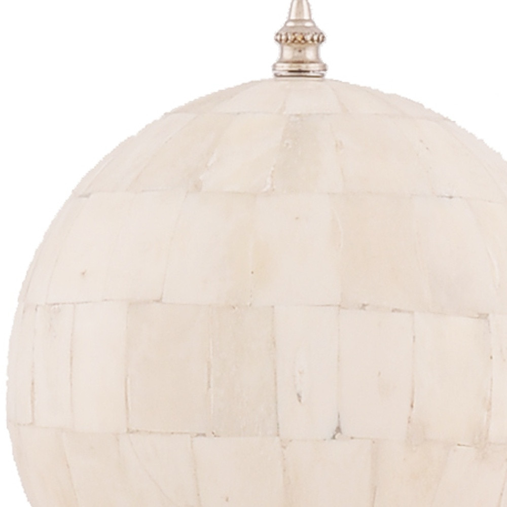 Bone Globe with Aluminum Base, 6.5" x 6.5" x 14.5"