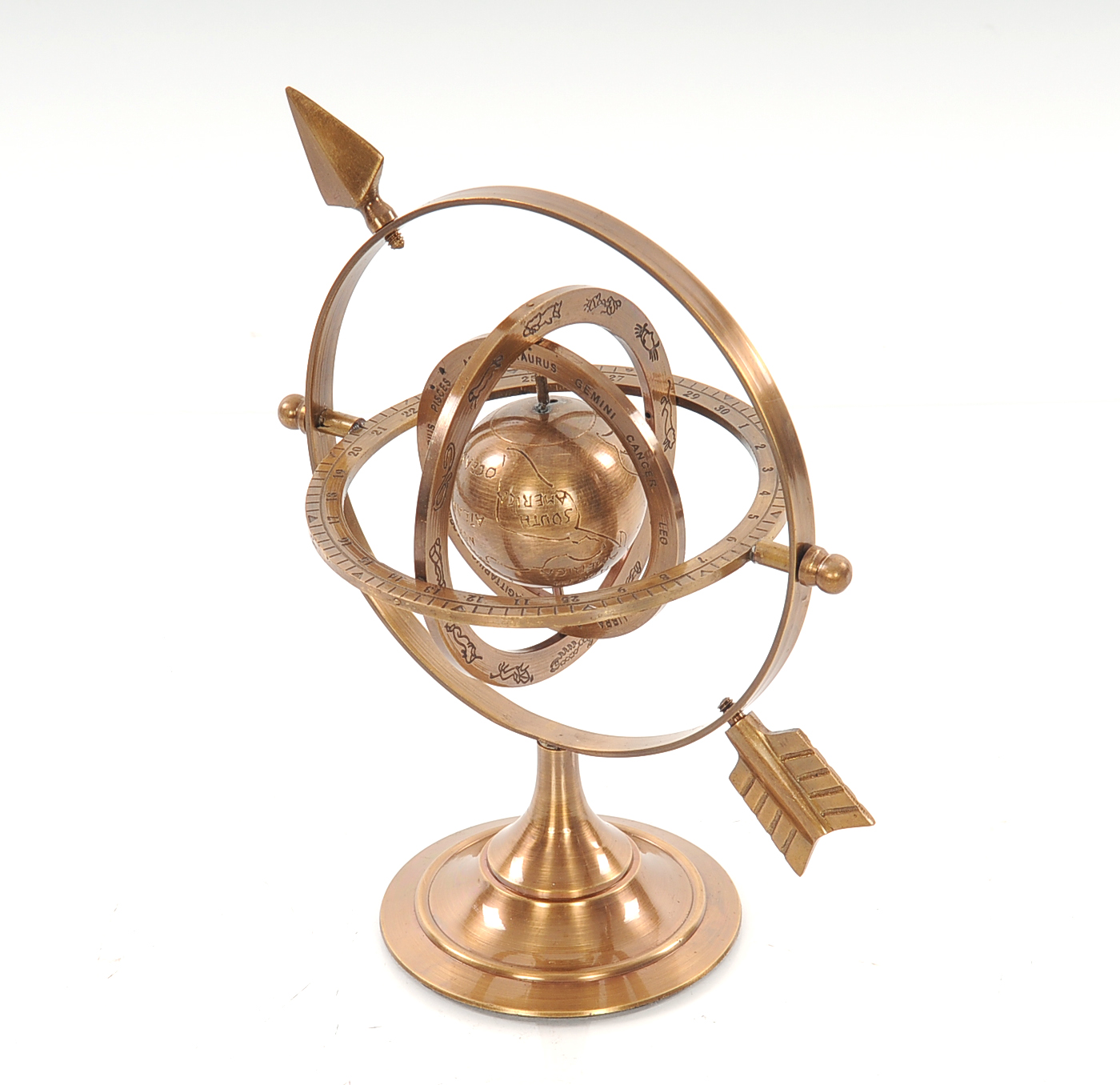 5.5" x 7" x 8.5" Brass Armillary