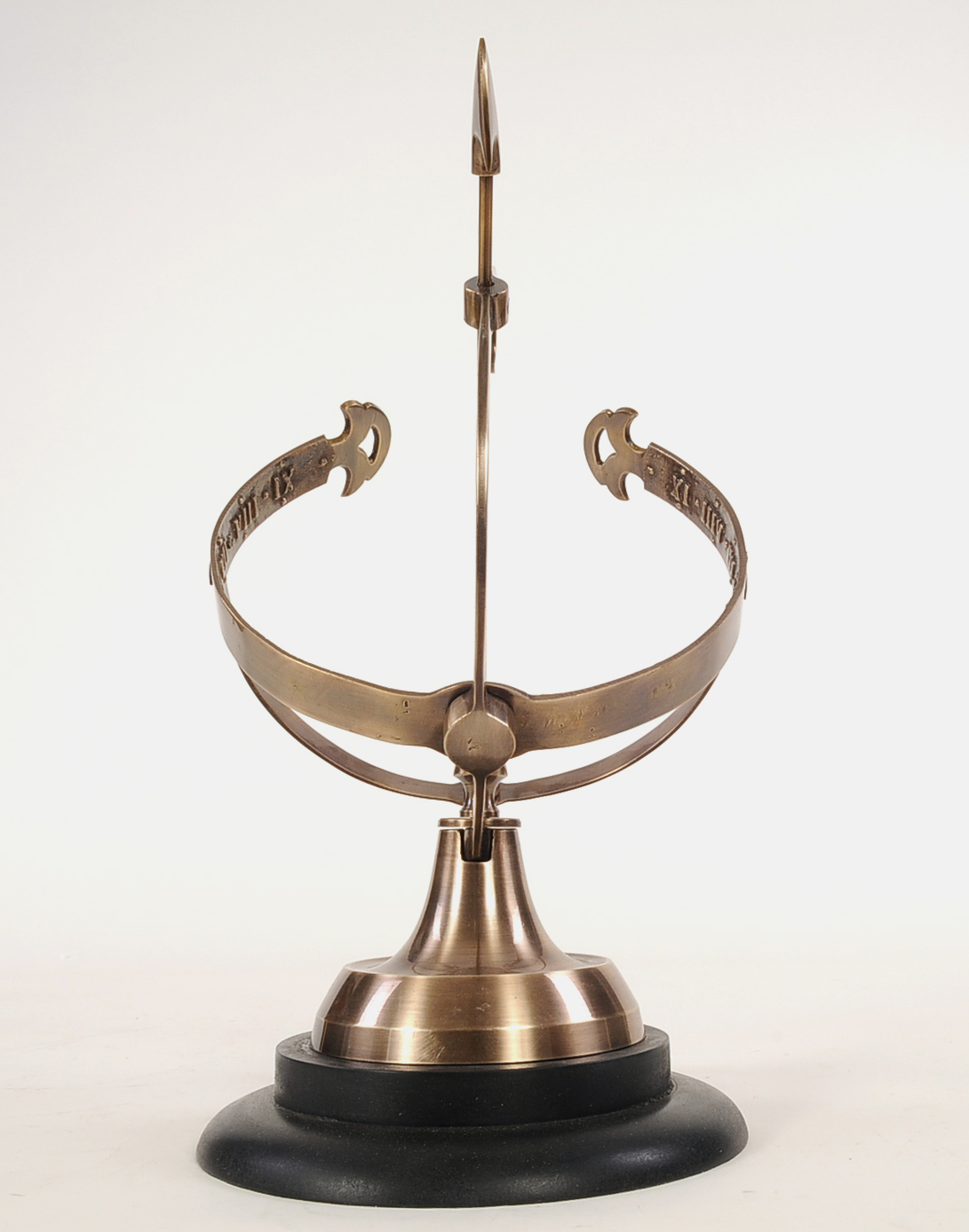 8" x 10" x 14.25" Brass Armillary On Wooden Base