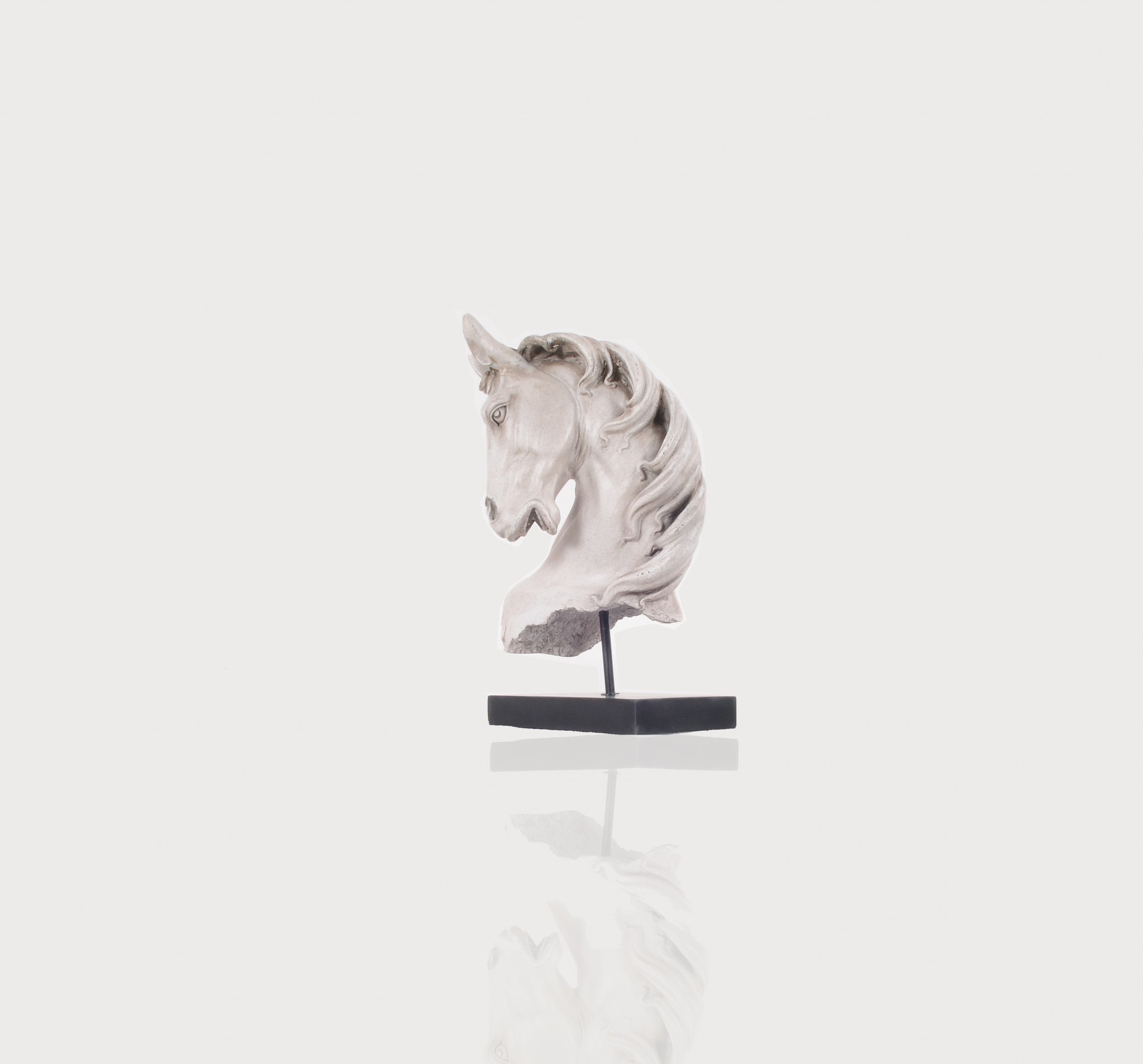 Vintage Look Off White Horse Head Statue