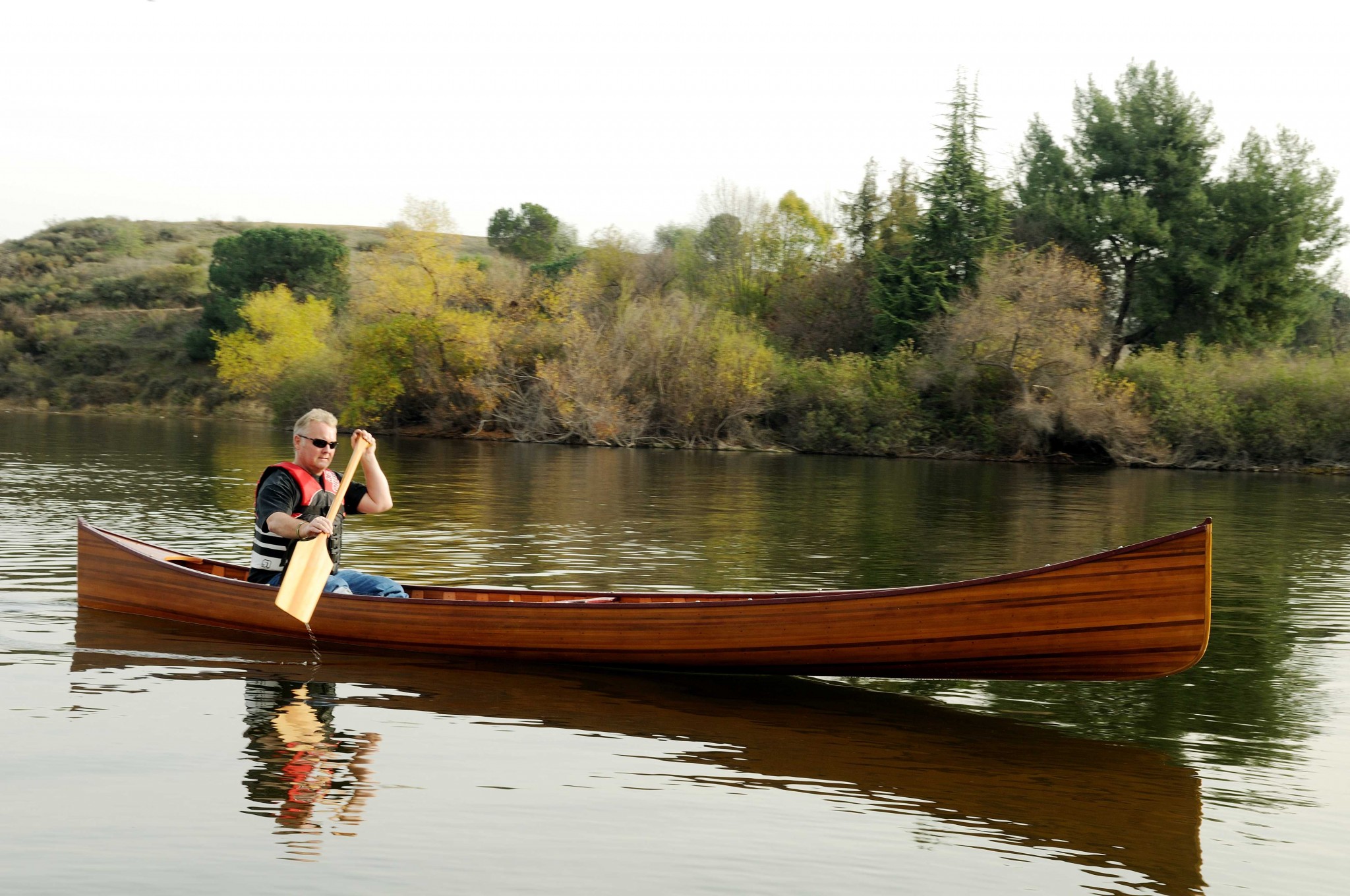 35.5" x 216" x 27" Wooden Canoe with Ribs