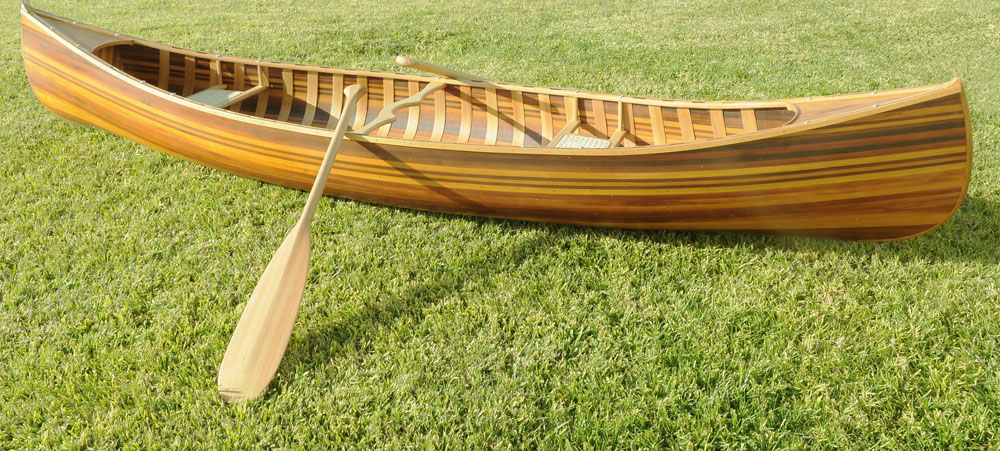 26.25" x 118.5" x 16" Matte Finish, Wooden Canoe With Ribs Curved Bow