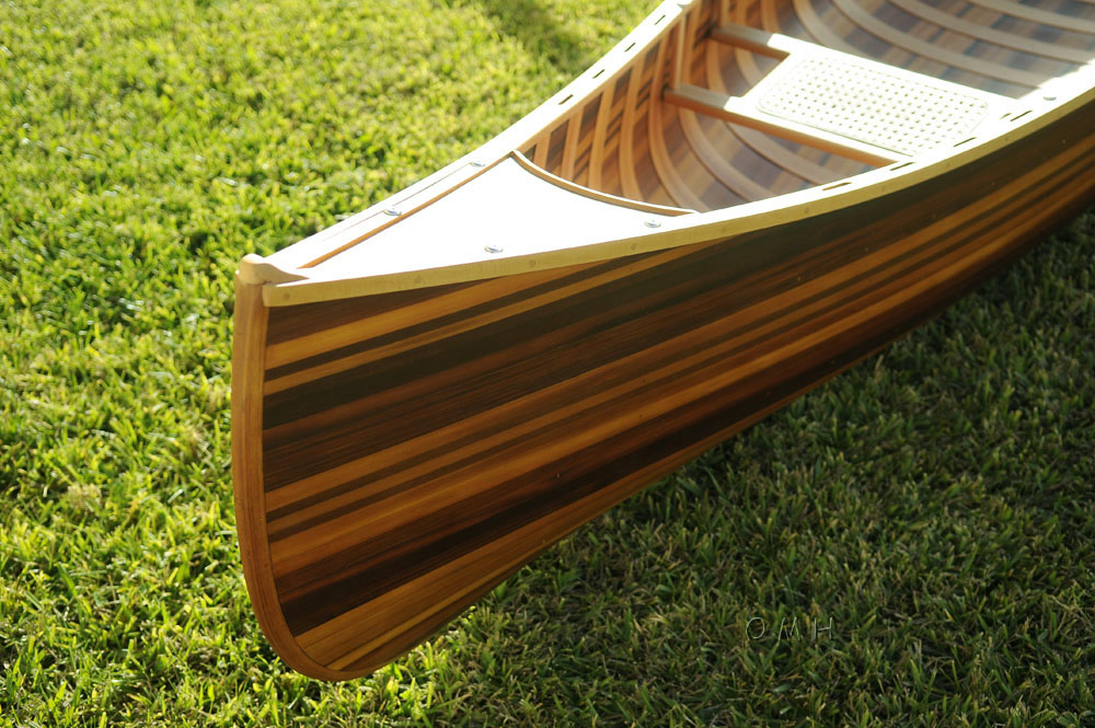 26.25" x 118.5" x 16" Matte Finish, Wooden Canoe With Ribs Curved Bow