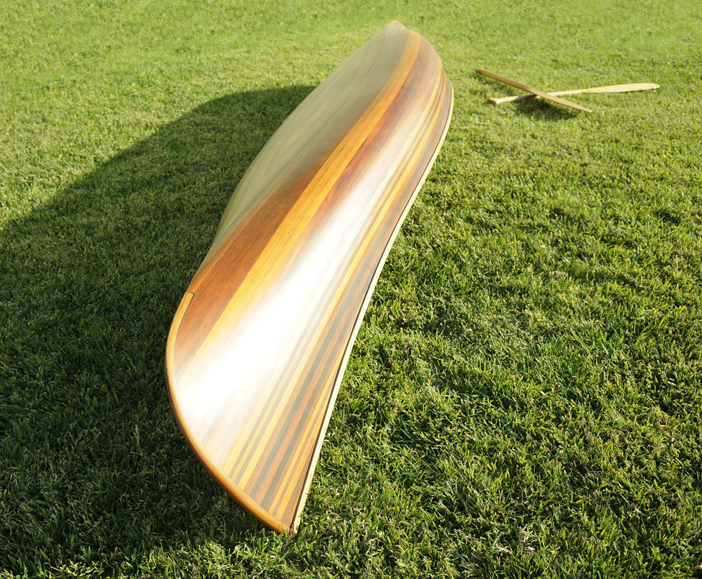 26.25" x 118.5" x 16" Matte Finish, Wooden Canoe With Ribs Curved Bow