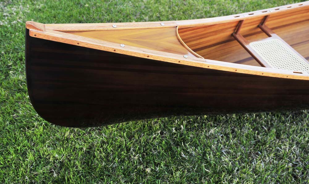 35.125" x 216" x 22.5" Wooden Canoe Dark Stained Finish