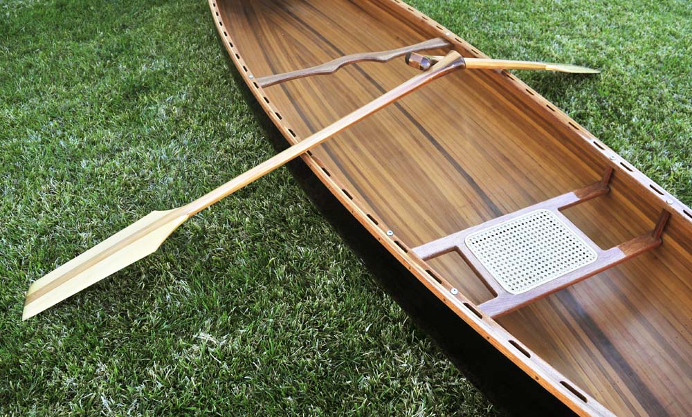 35.125" x 216" x 22.5" Wooden Canoe Dark Stained Finish