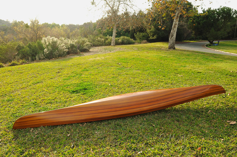 24" x 177" x 13.5" White & Purple RibbonWooden Kayak