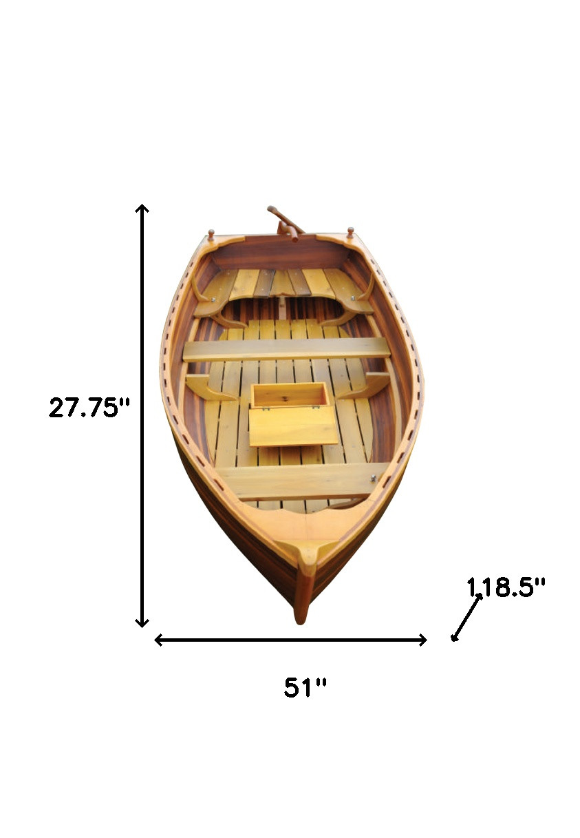 51" x 118.5" x 27.75" Matte FinishLittle Bear Wooden Dinghy