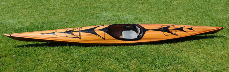 23" x 206" x 13" Wooden Kayak with Arrows Design