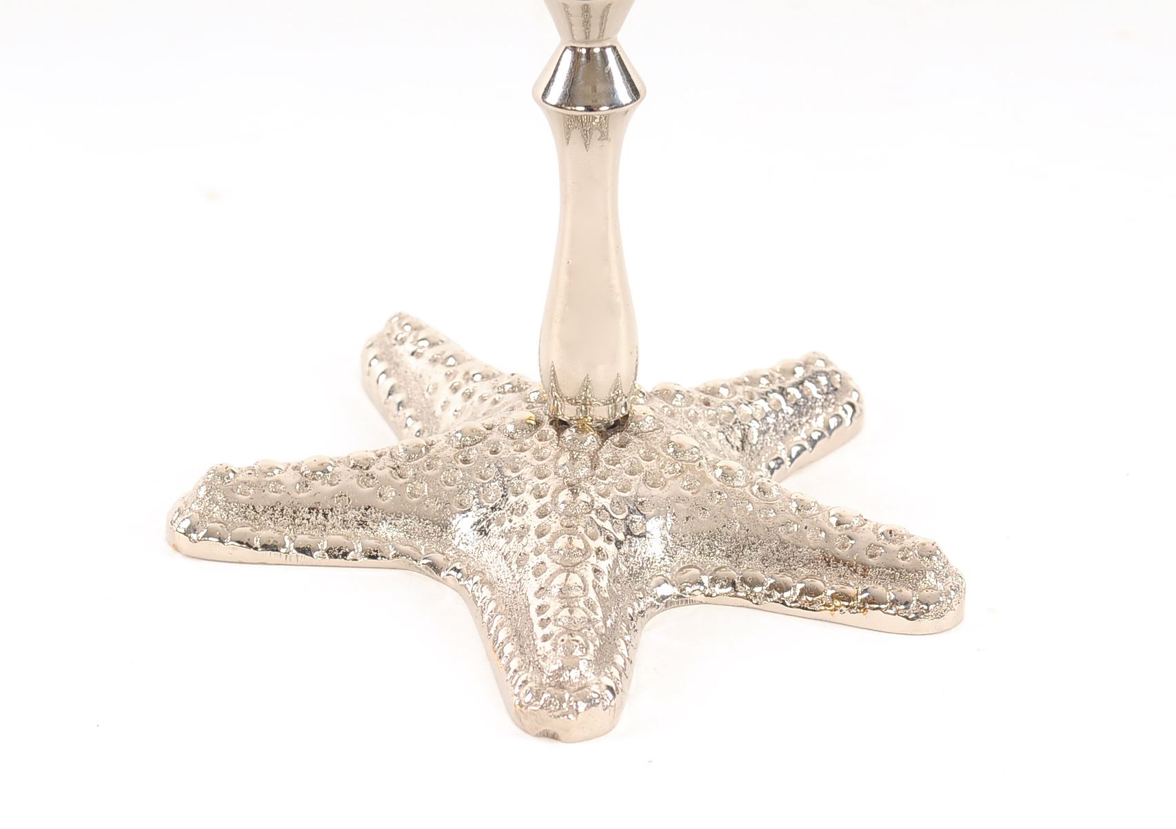 Silver Finish Star Fish Taper Candle Holder