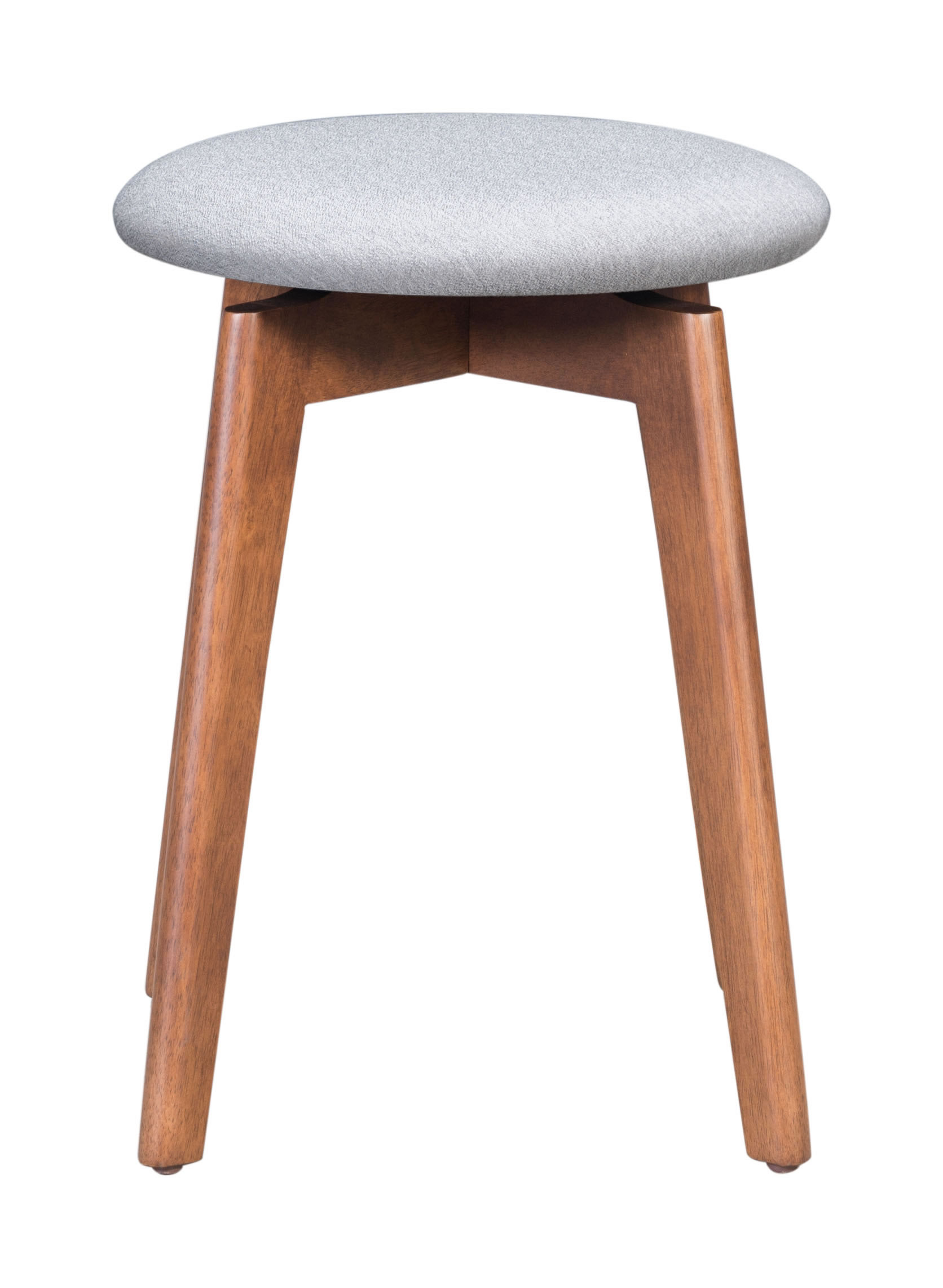 18.1" x 18.1" x 19.3" Walnut and Light Gray Poly Linen MDF Rubber Wood Stool Set of 2