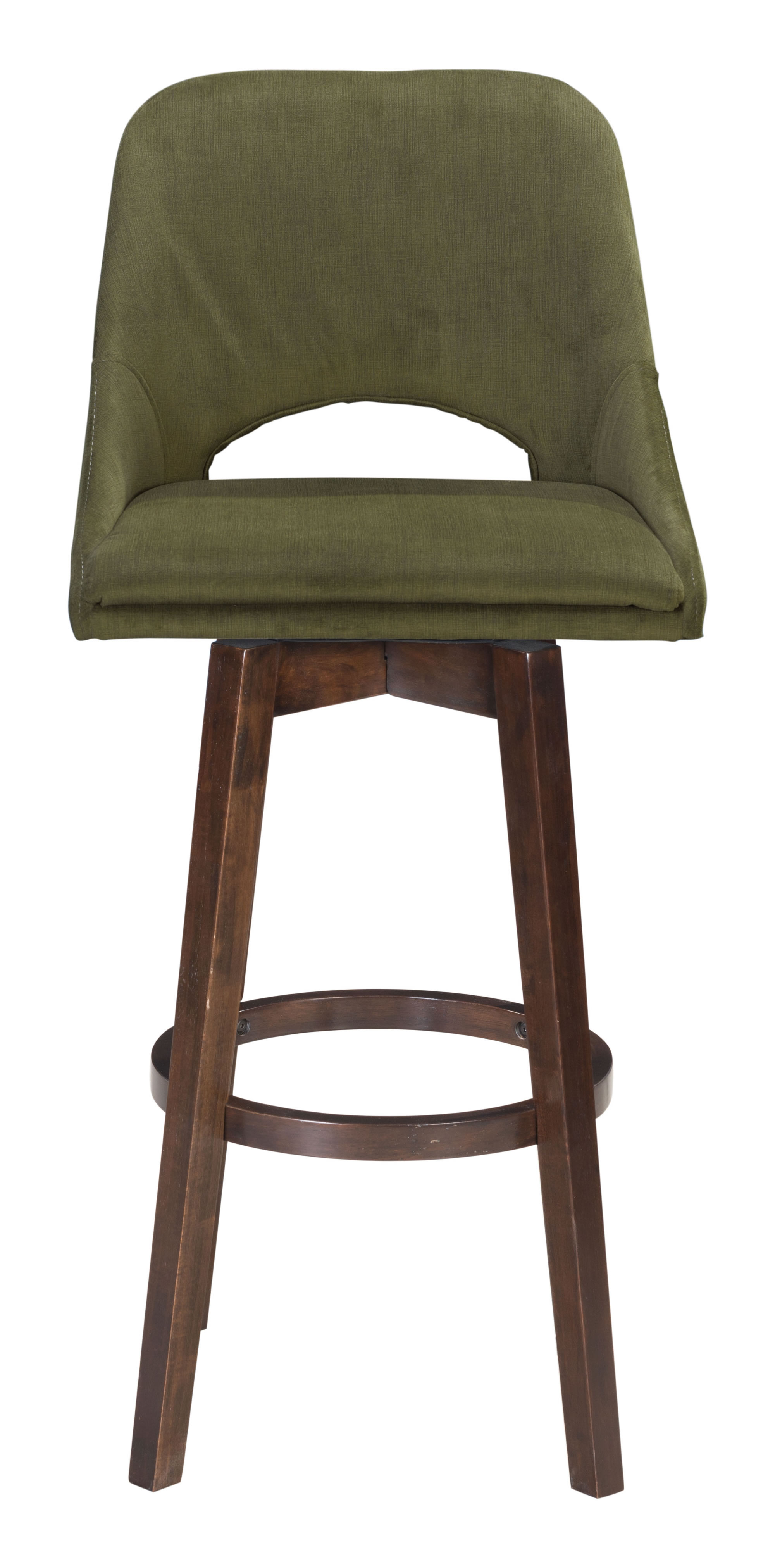 19.1" x 20.1" x 42.9" Green, Poly Linen, MDF, Rubberwood, Bar Chair