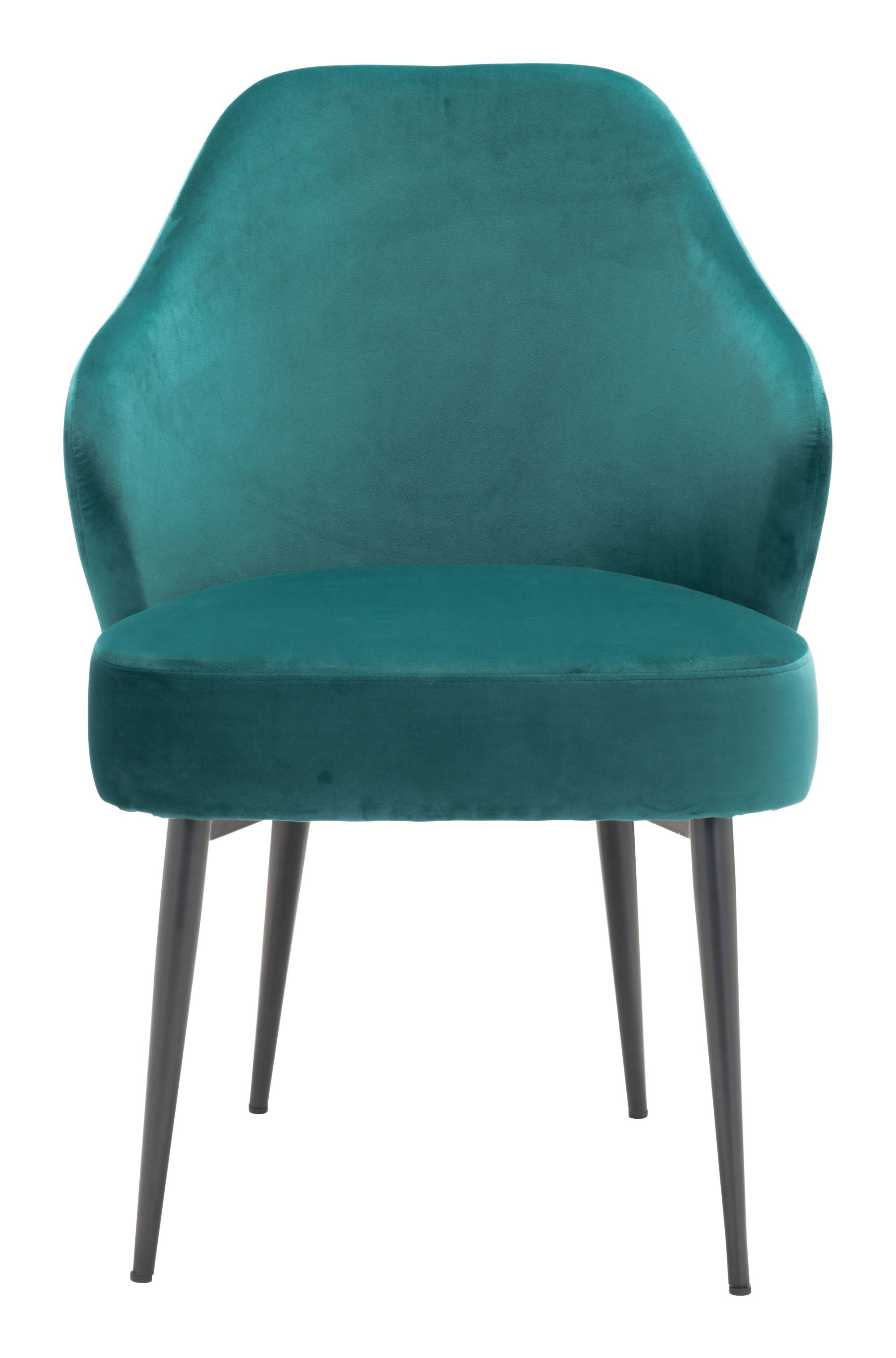 23.2" x 25.2" x 34.6" Green, Velvet, Steel, Dining Chair