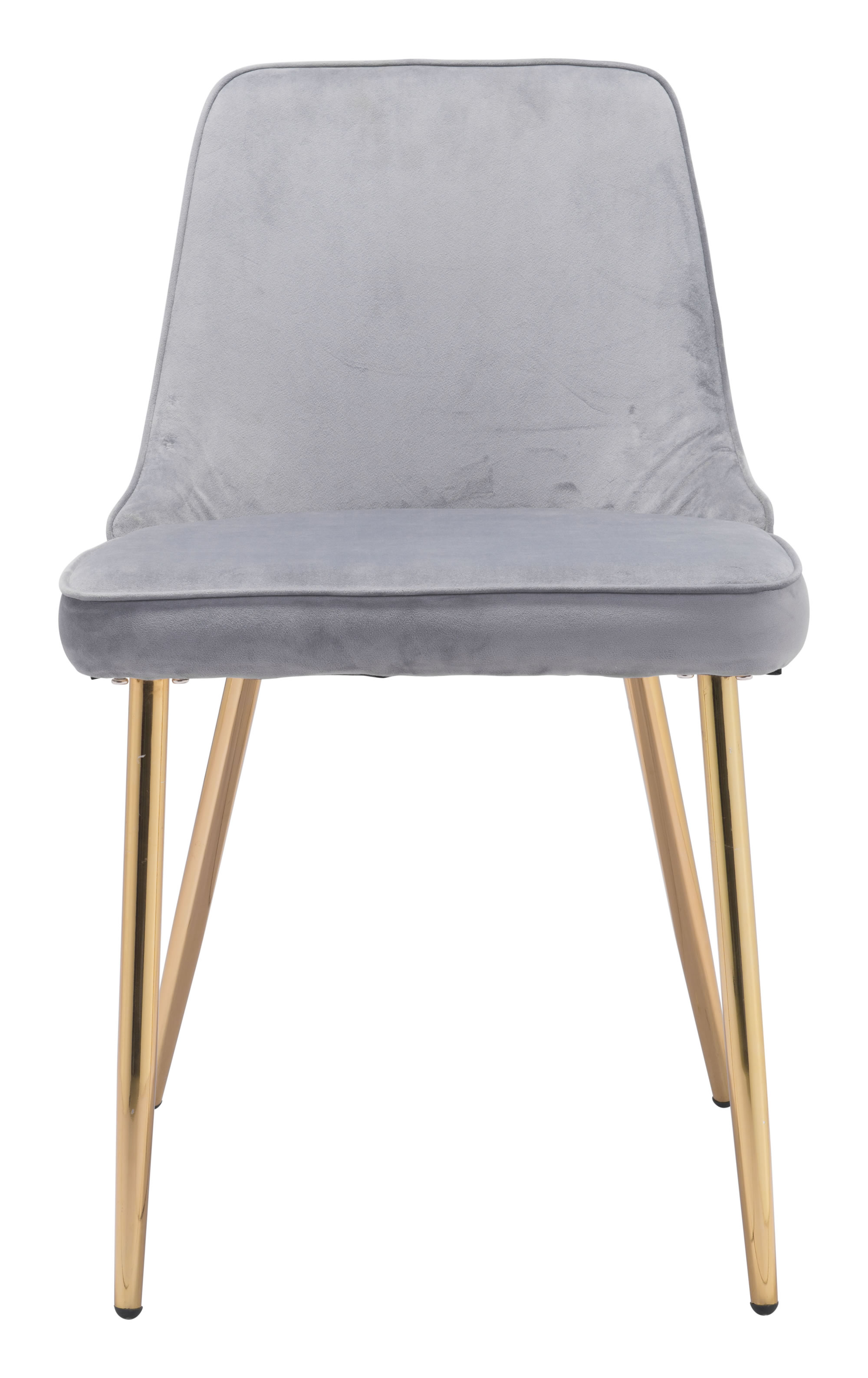 19.7" x 24.2" x 33.5" Gray, Velvet, Steel, Dining Chair