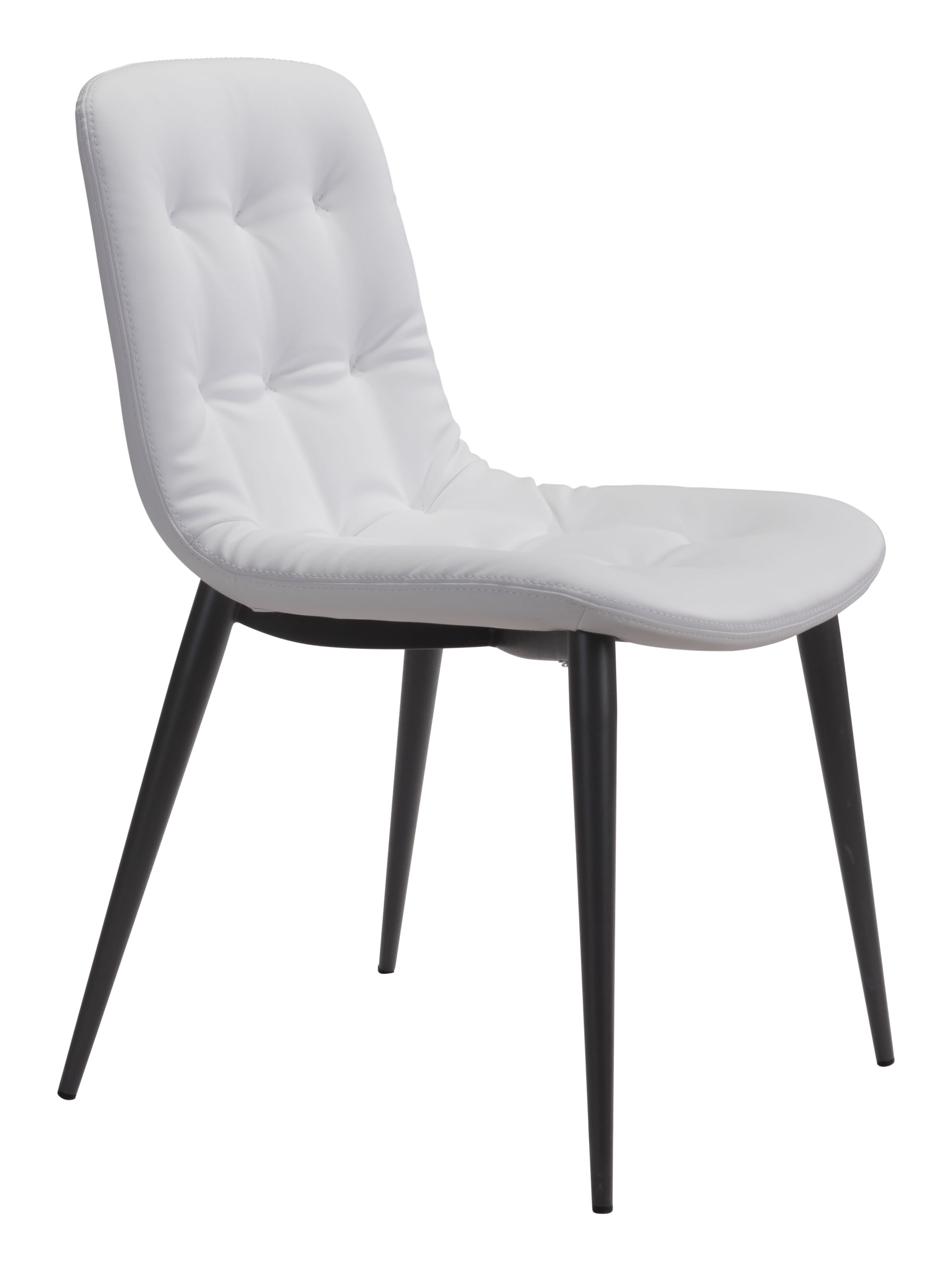 Faux Leather Tufted White Side Chairs Set of 2
