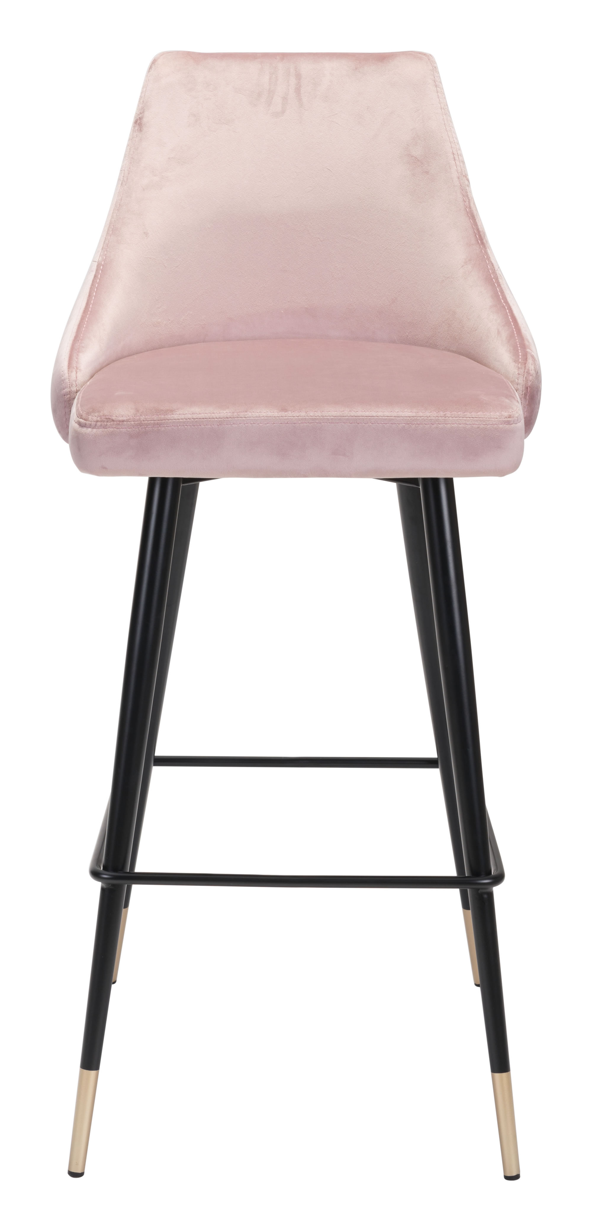 18.5" x 20.9" x 40.6" Pink, Velvet, Stainless Steel, Bar Chair