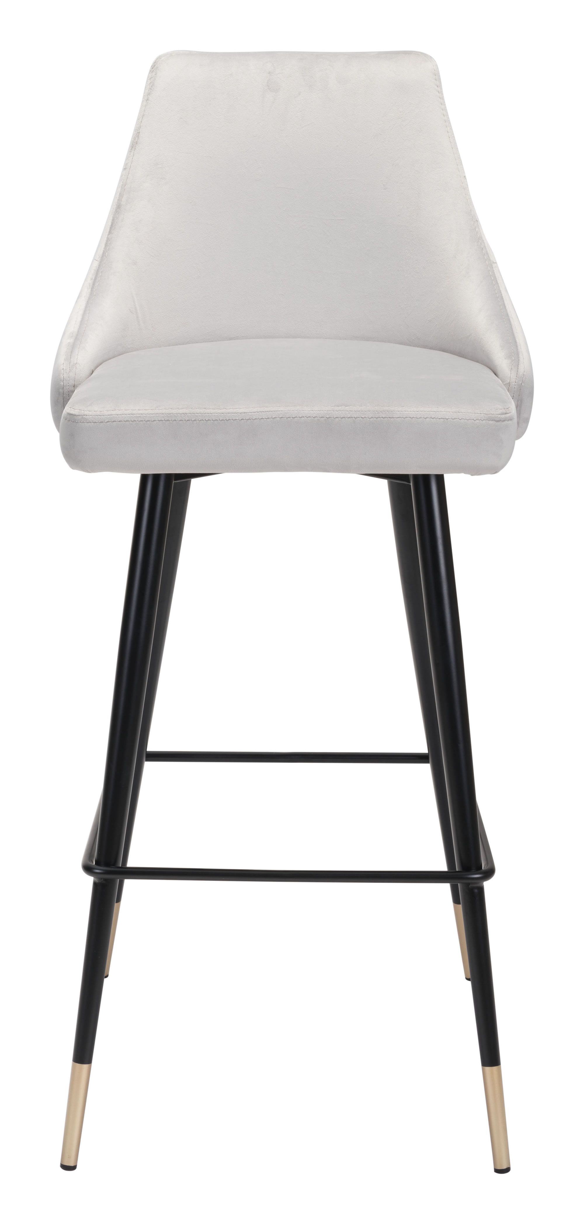 18.5" x 20.9" x 40.6" Gray, Velvet, Stainless Steel, Bar Chair