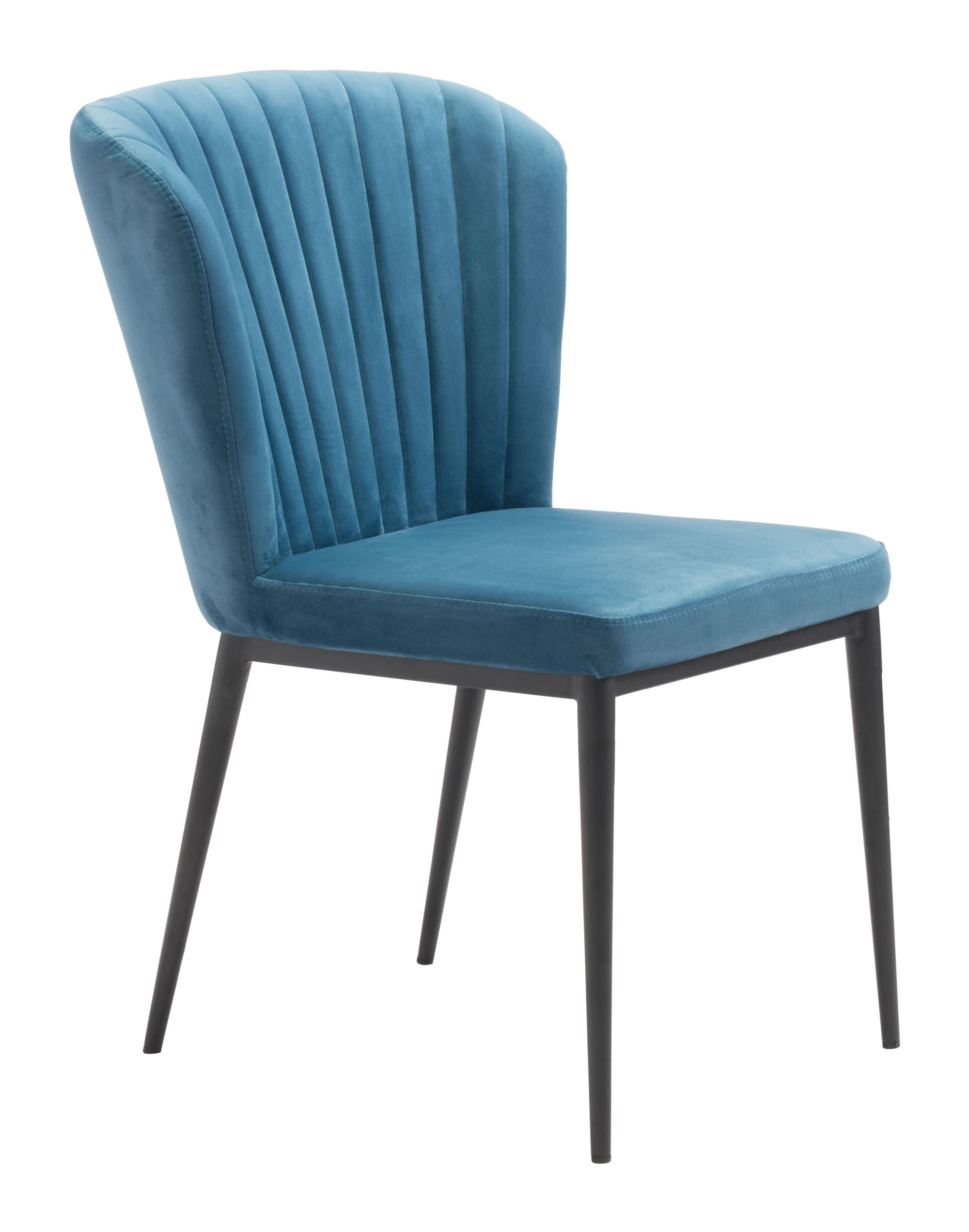 Fashionable Teal Blue Tufted Velvet Dining or Side Chairs - Set of 2