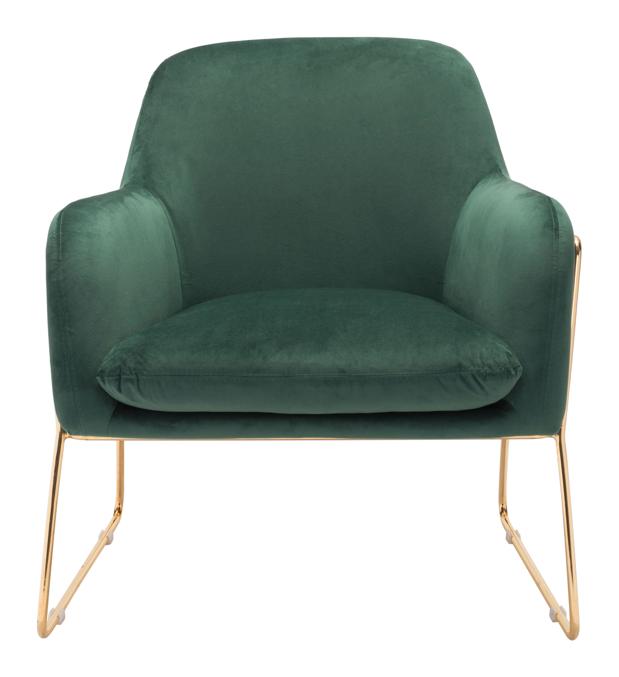 29.9" x 30.3" x 31.7" Green Velvet Chromed Steel Arm Chair