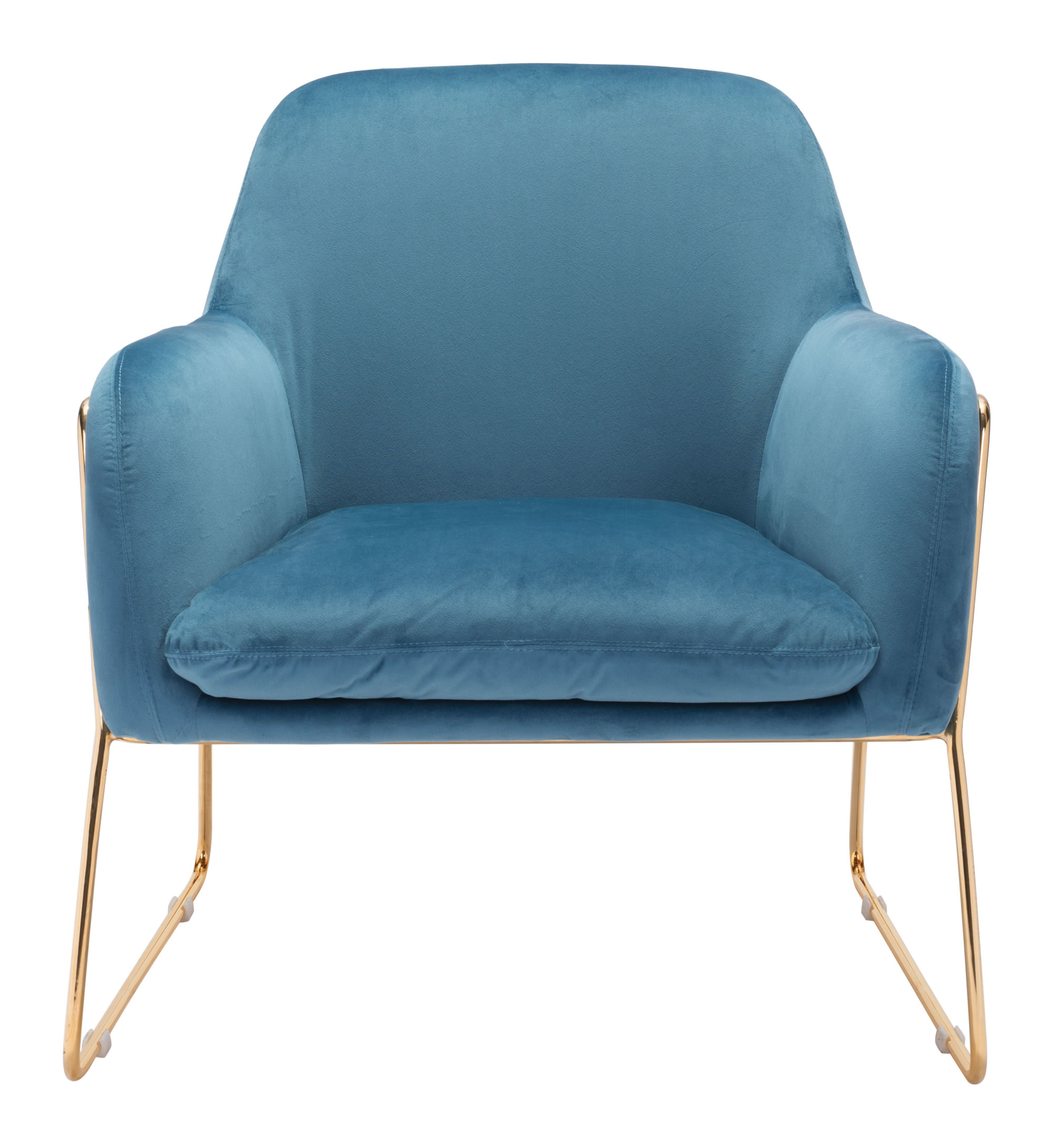 29.9" x 30.3" x 31.7" Blue Velvet Chromed Steel Arm Chair