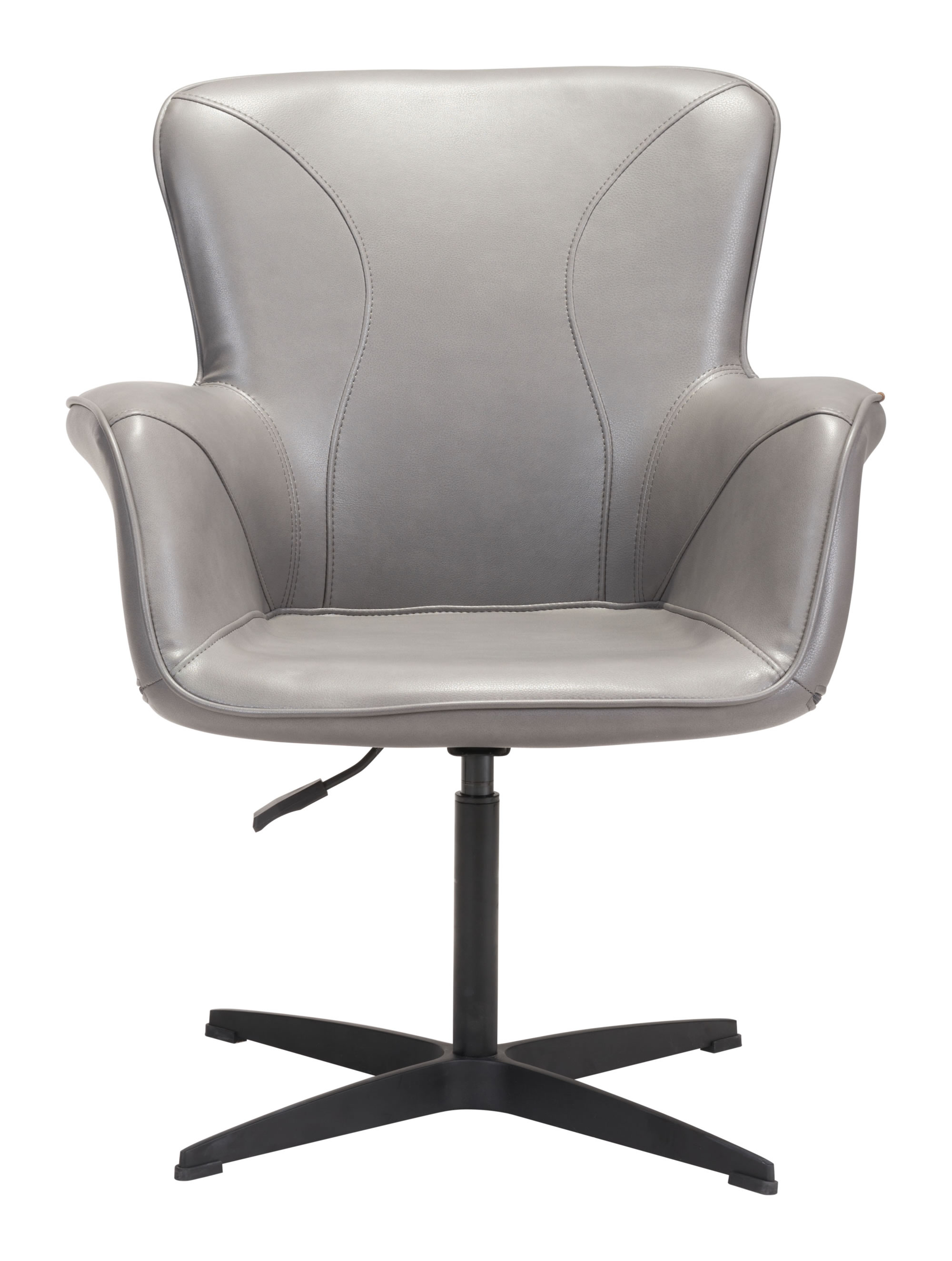 27.6" x 26.4" x 34.1" Gray, Leatherette, Aluminum, Arm Chair