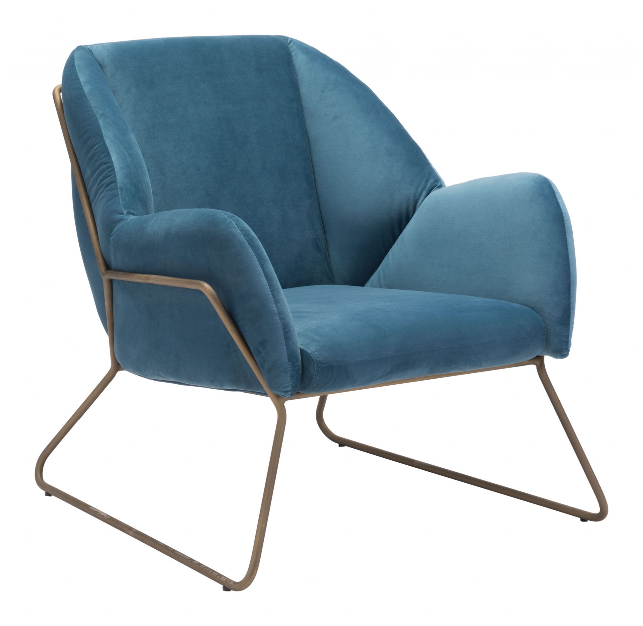 28" x 29.9" x 30.3" Blue Velvet, Painted Steel, Arm Chair