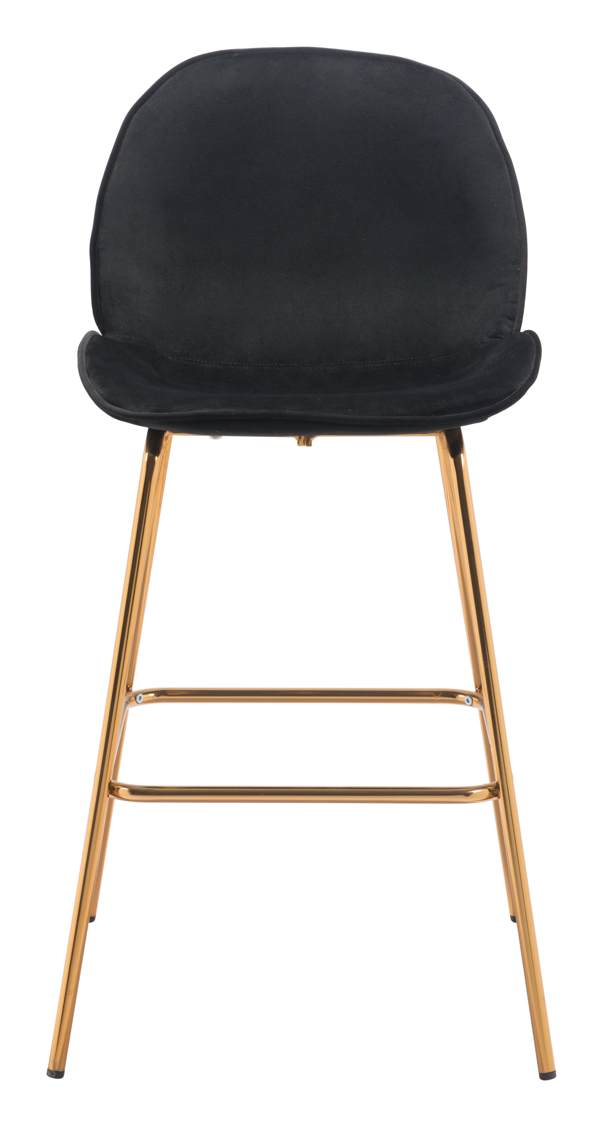 21.7" x 24" x 42.7" Black Velvet, Steel & Plywood, Bar Chair - Set of 2