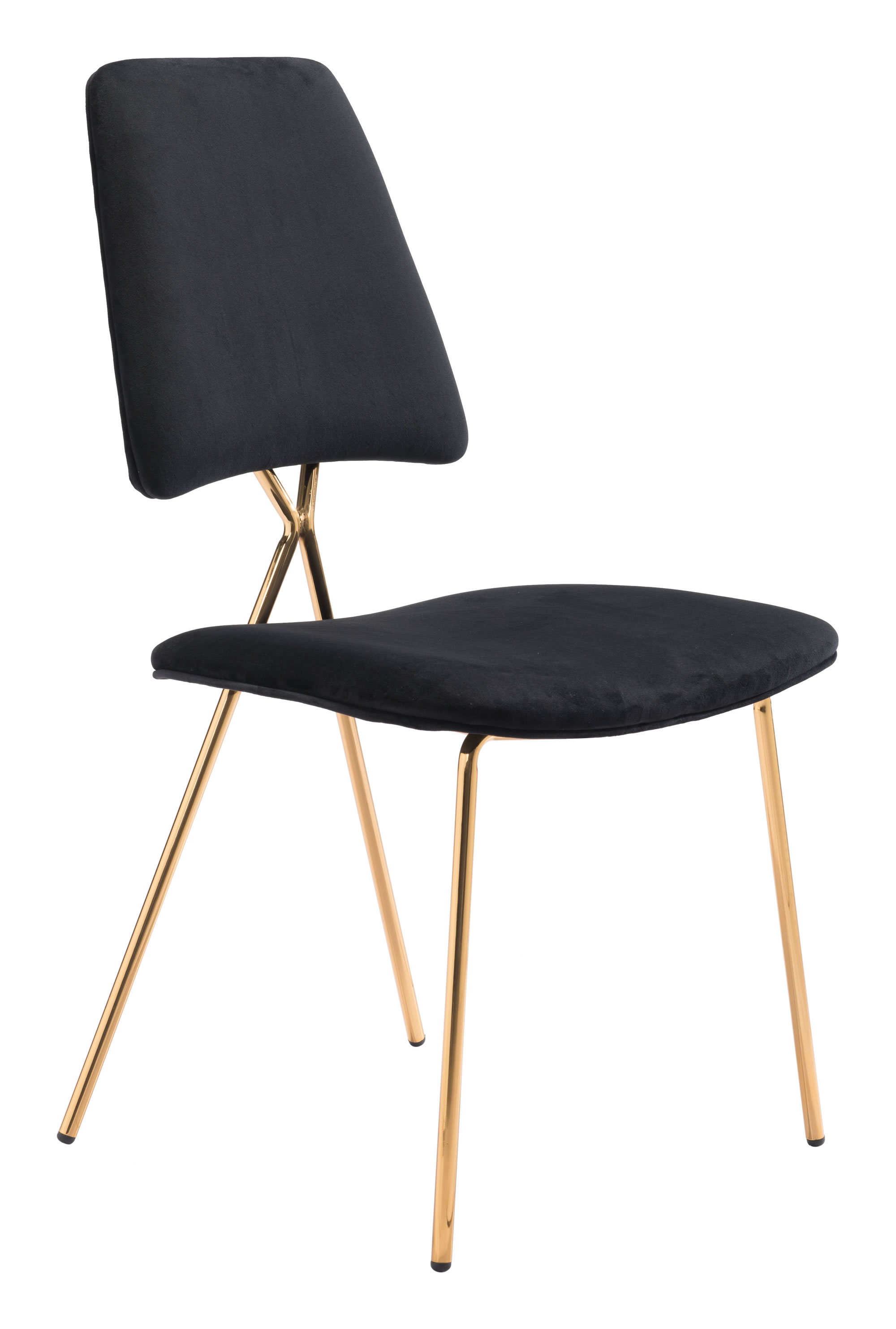 19.7" x 21.9" x 35.8" Black & Gold, Velvet, Steel & Plywood, Chair - Set of 2