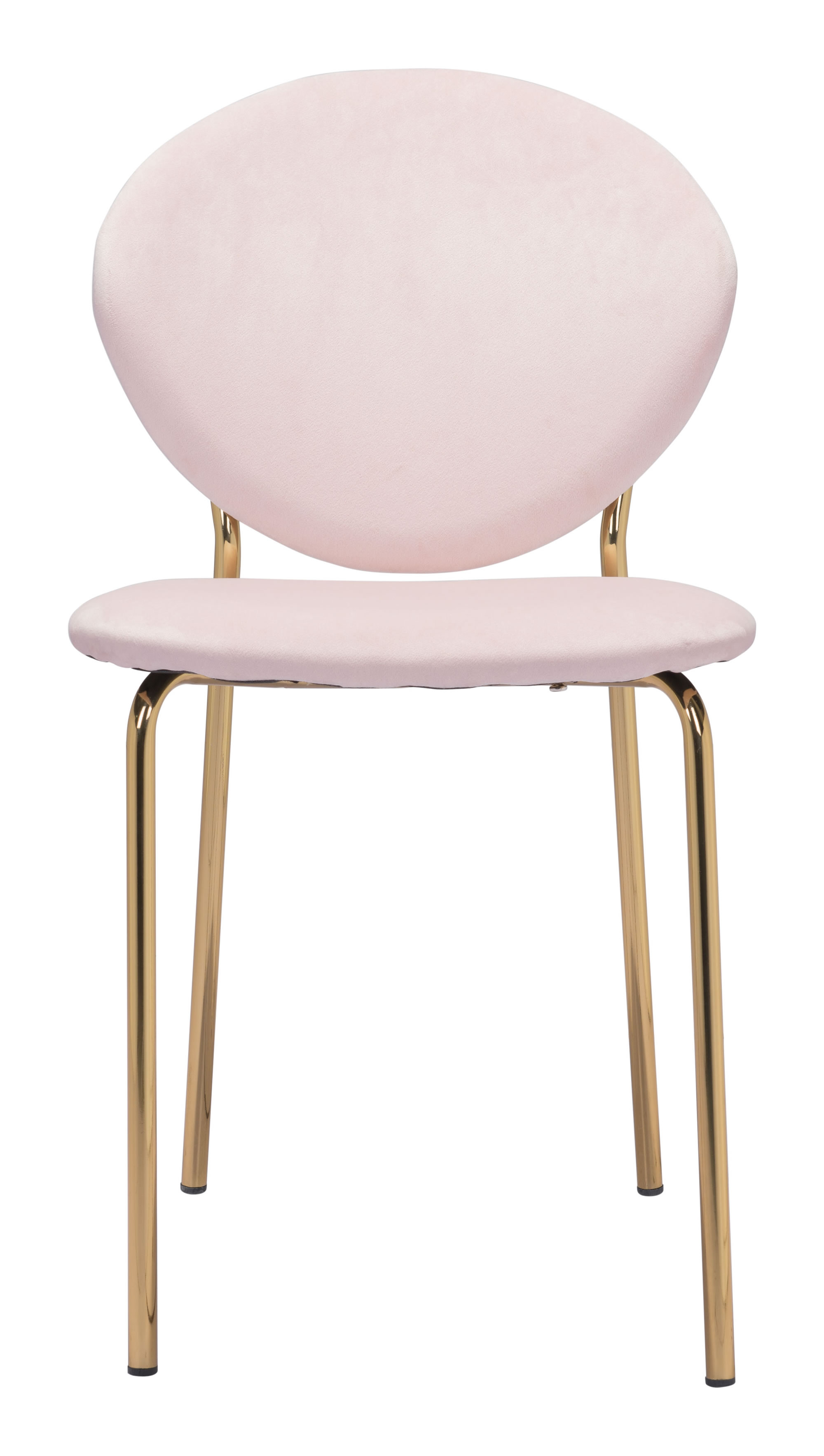 18.1" x 23.6" x 32.3" Pink & Gold, Velvet, Steel & Plywood, Chair - Set of 2