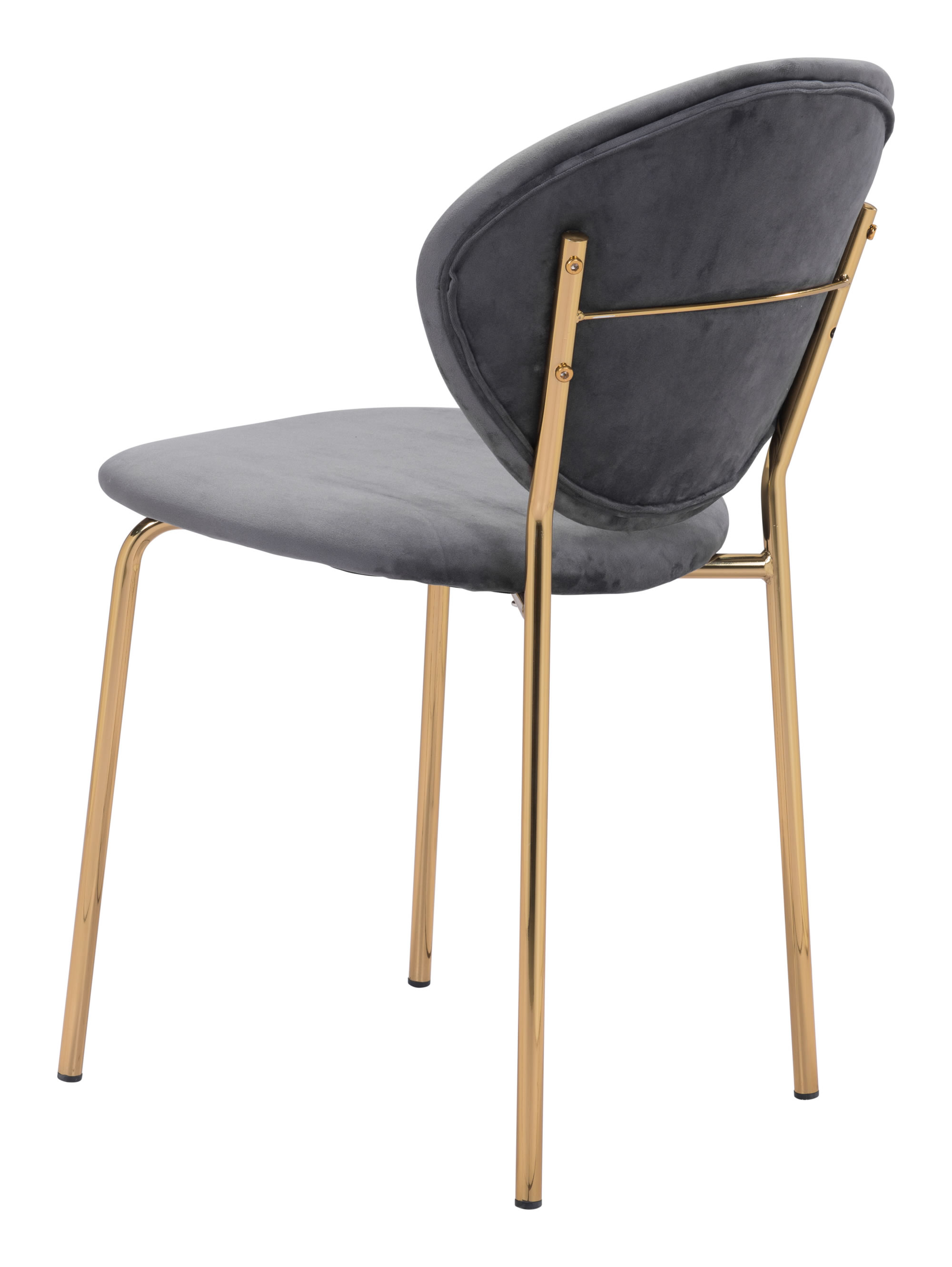 18.1" x 23.6" x 32.3" Dark Gray & Gold, Velvet, Steel & Plywood, Chair - Set of 2