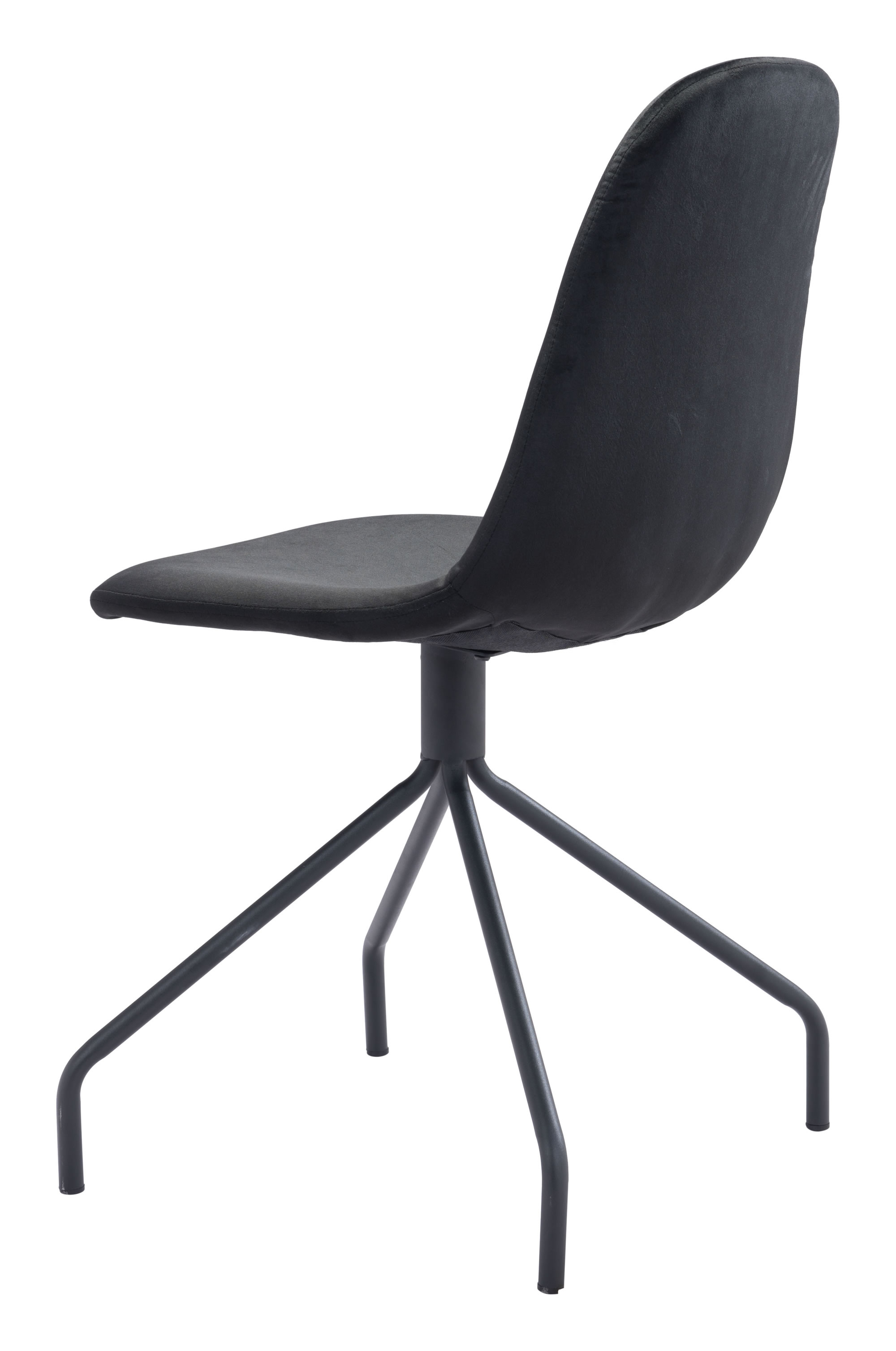 17.7" x 20.9" x 33.9" Black, Velvet, Steel & Plywood, Chair - Set of 2