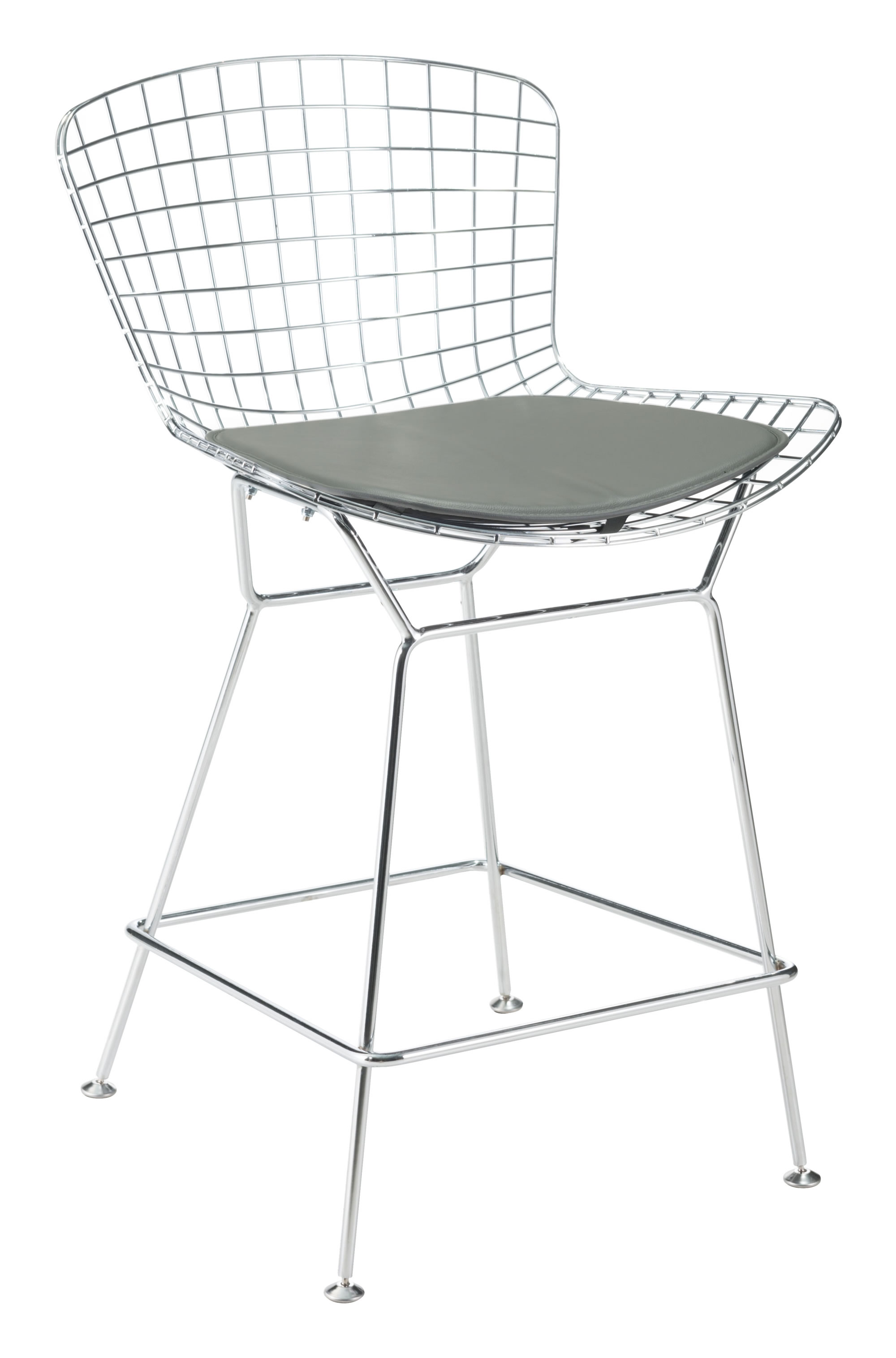 17" x 17" x 0.5" Gray, Leatherette, Chair Cushion