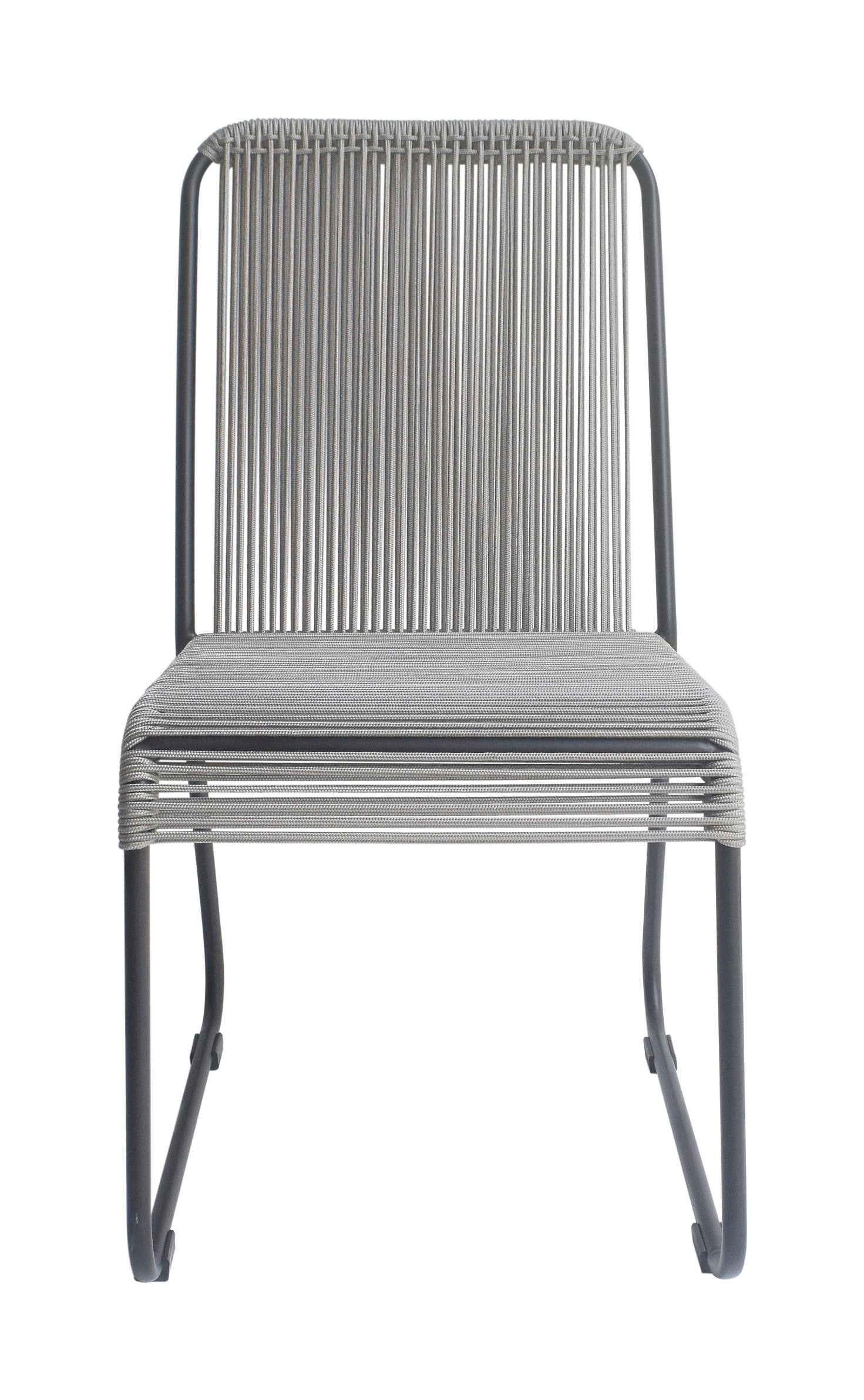 18.9" x 25.2" x 36.2" Black & Dark Gray, Steel & Rope, Dining Chair - Set of 2