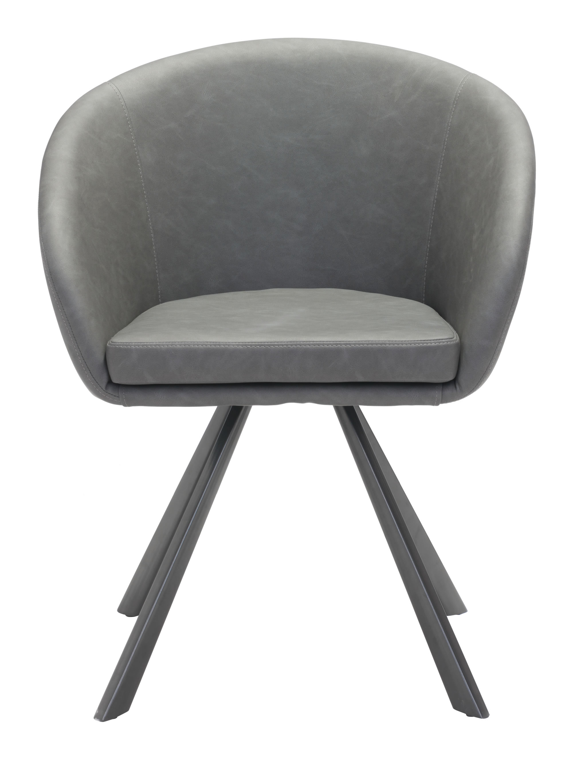 25.2" x 22.4" x 31.9" Gray, Leatherette, Steel, Dining Chair