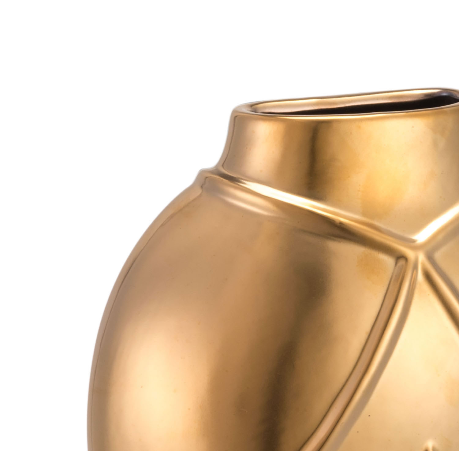 2.8" x 6.1" x 8.1" Matte Gold, Stoneware, Rayas Wall Vase