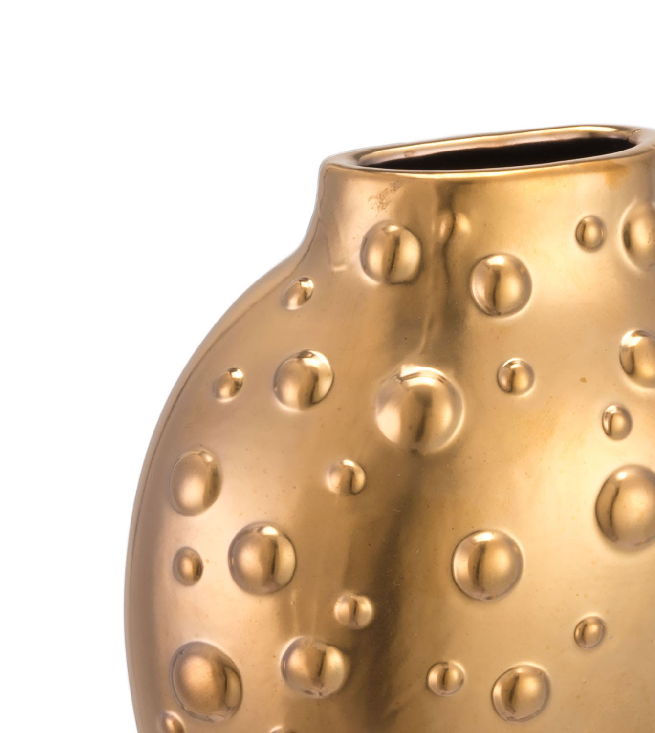 2.8" x 6.1" x 8.1" Matte Gold, Stoneware, Puntos Wall Vase