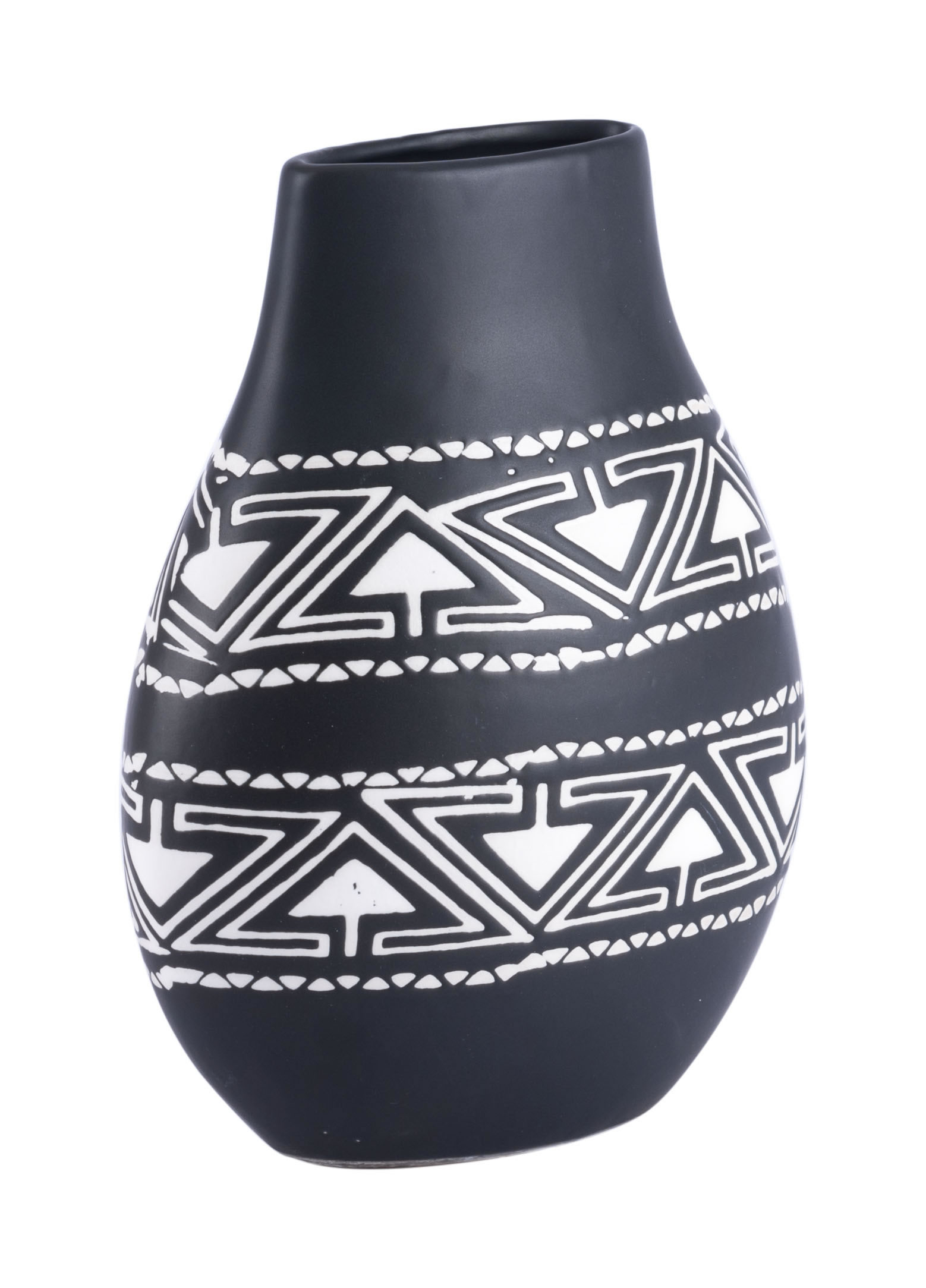 7.5" x 4.1" x 9.3" Black & White, Ceramic, Small Vase