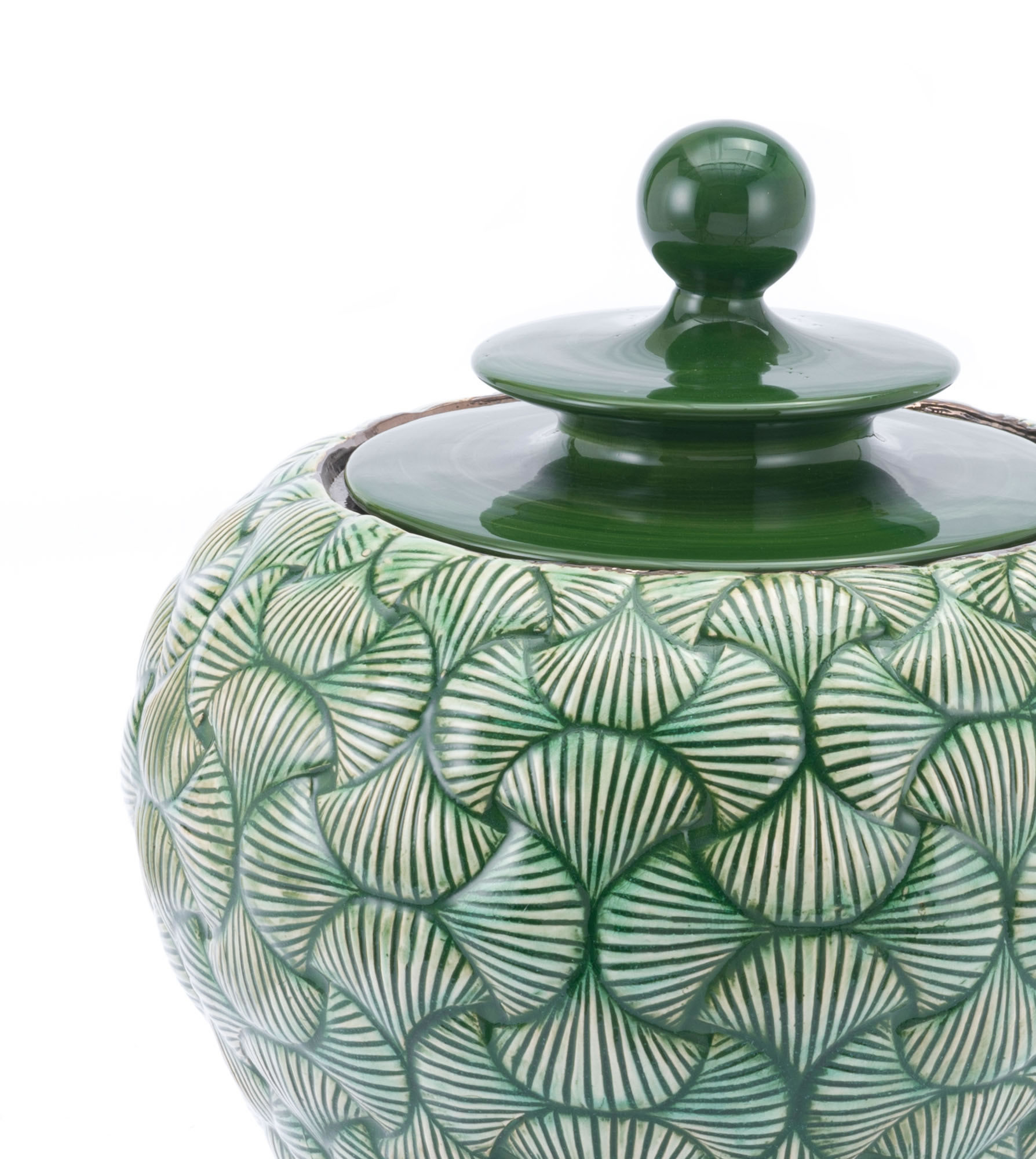16.7" x 16.7" x 20.5" Green, Ceramic, Small Temple Jar