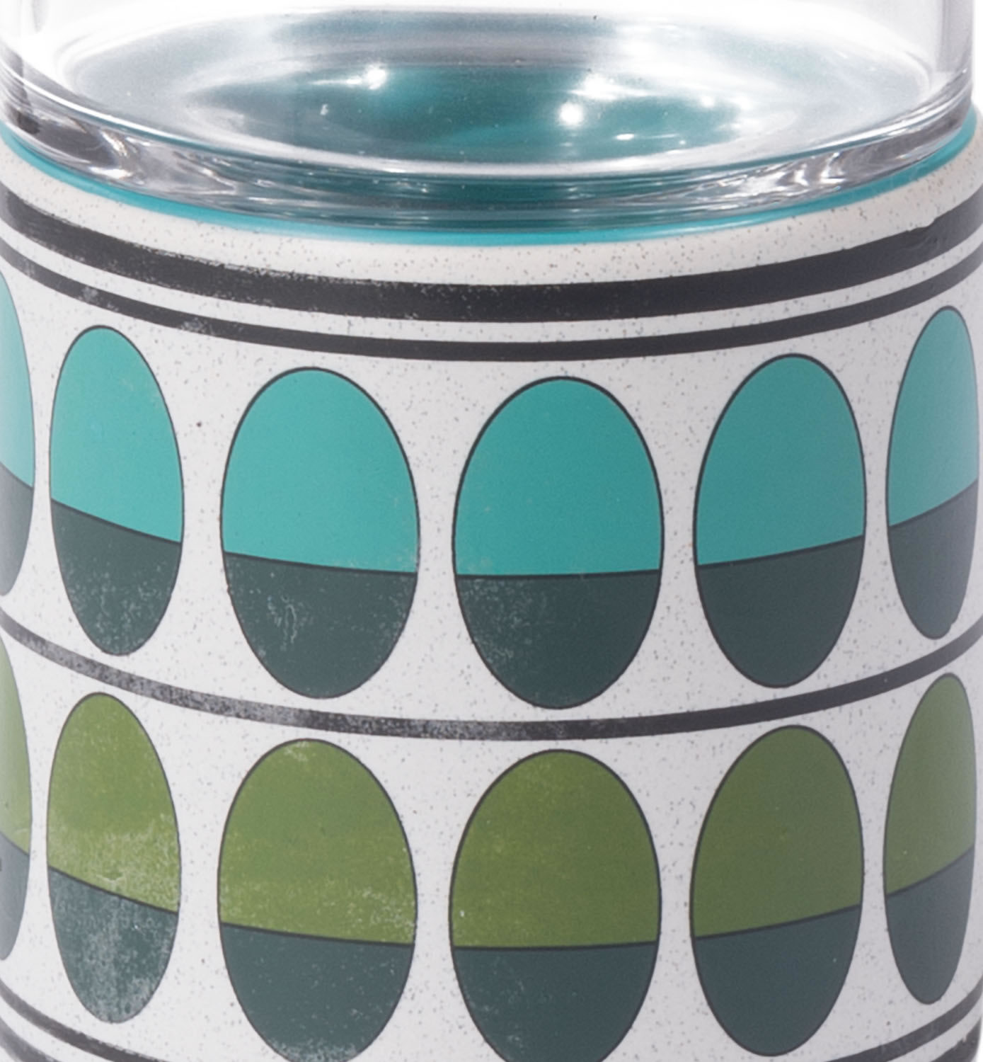 4.1" x 4.1" x 7.3" Green and Teal Ceramic and Glass Small Candle Holder