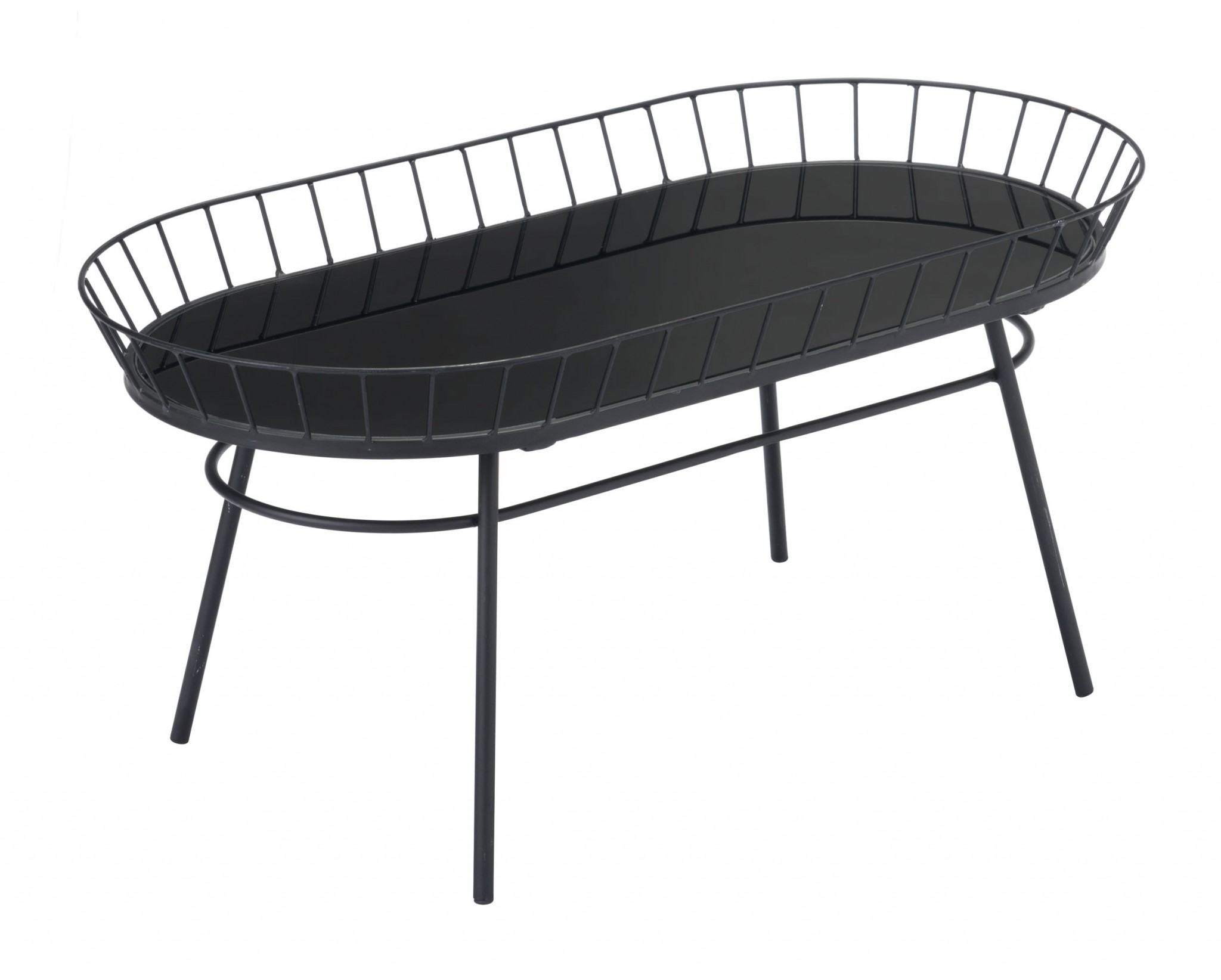 31.5" x 16.3" x 14.6" Black, Steel & Glass, Side Table