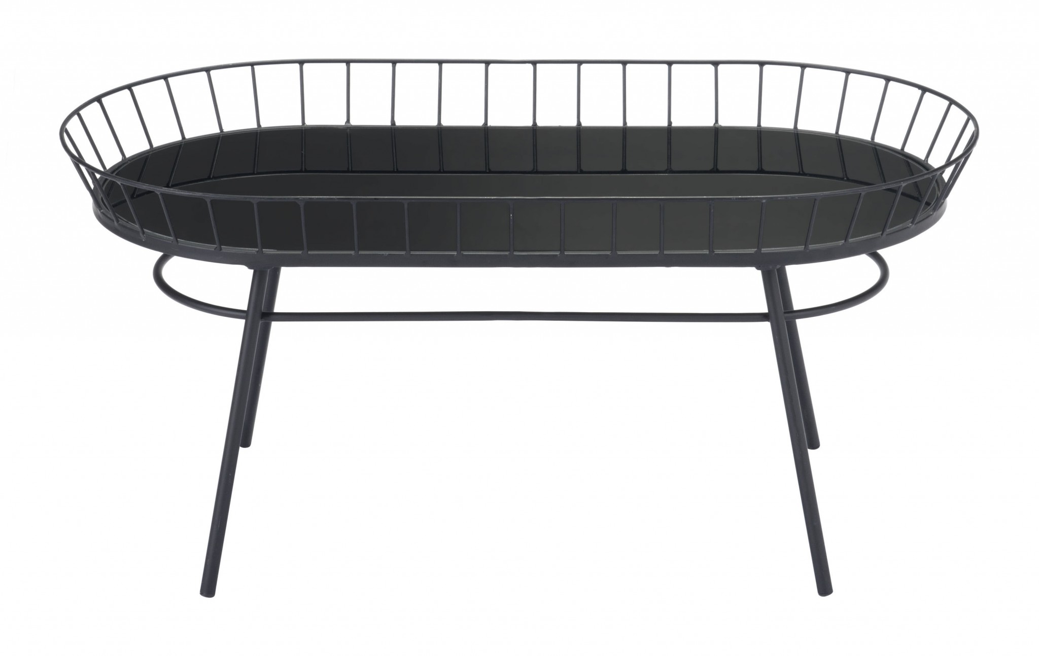 31.5" x 16.3" x 14.6" Black, Steel & Glass, Side Table