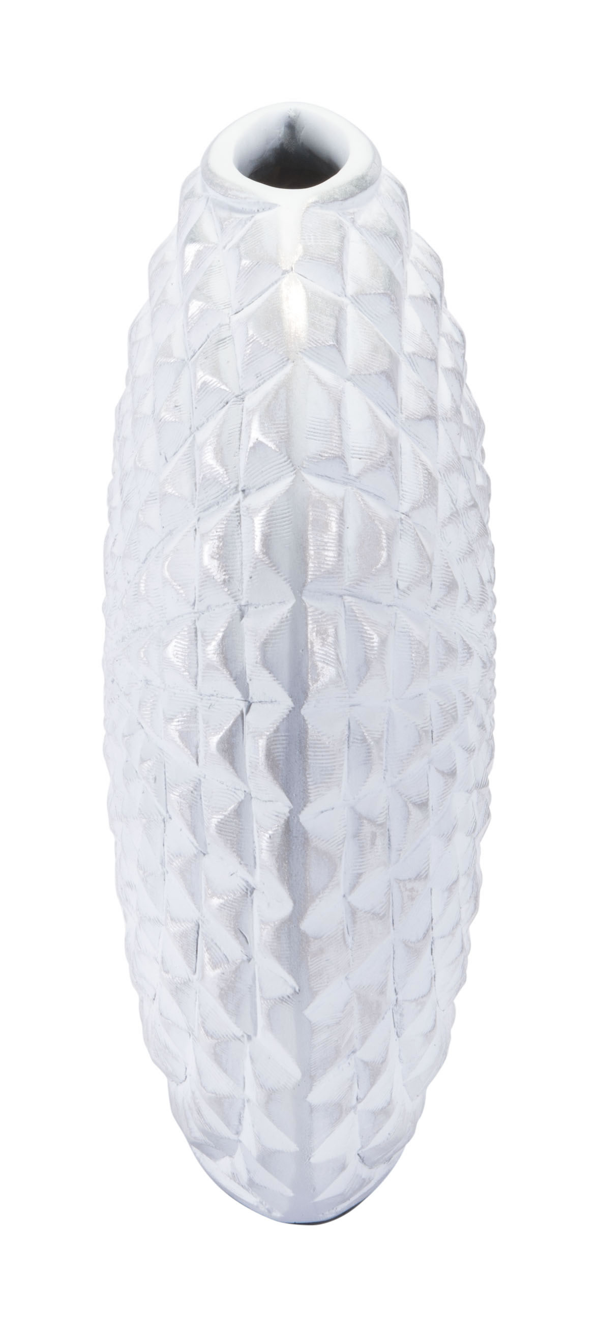 13.8" x 4.5" x 10.6" White, Polyresin, Small Vase
