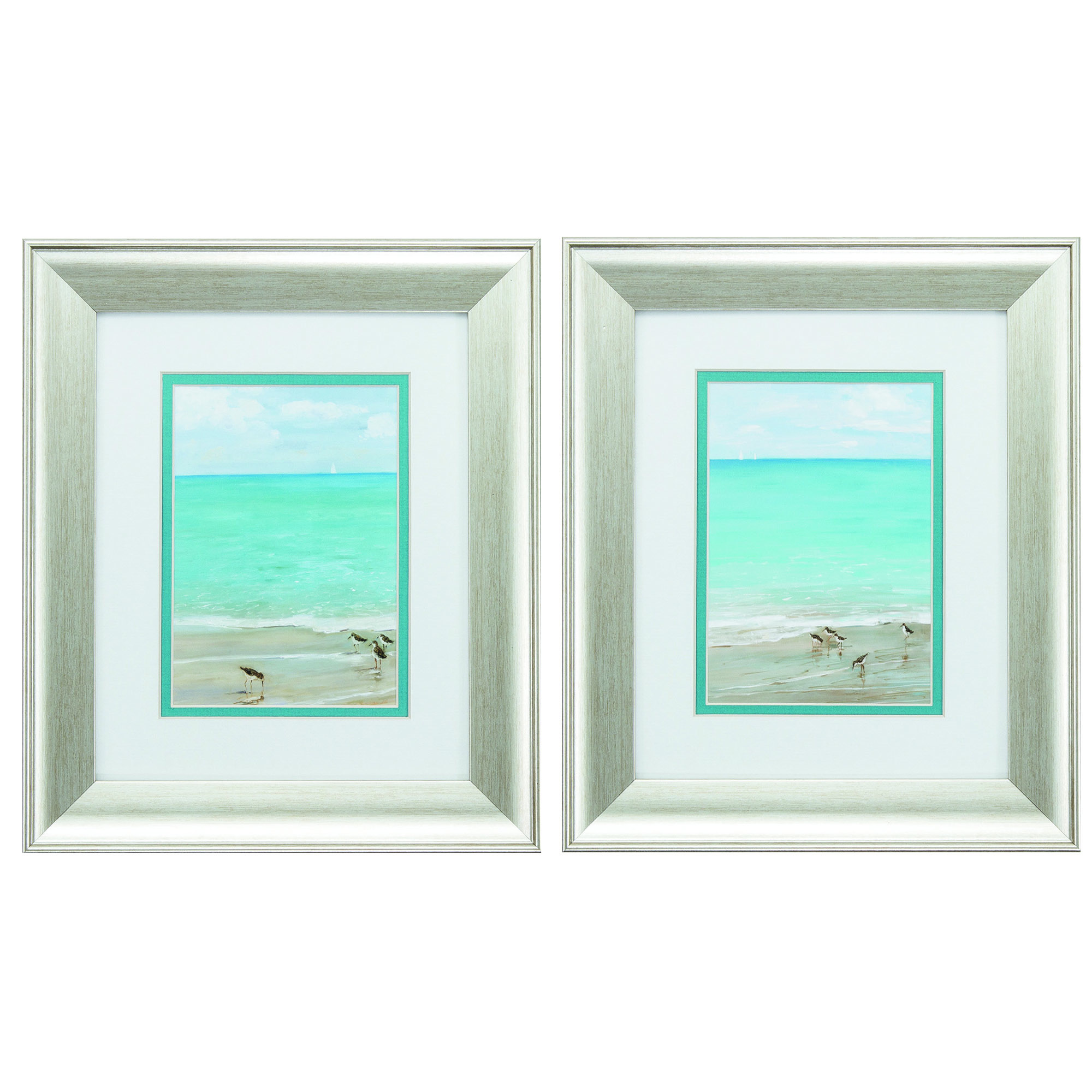 11" X 13" Brushed Silver Frame Sunday At The Shore (Set Of 2)